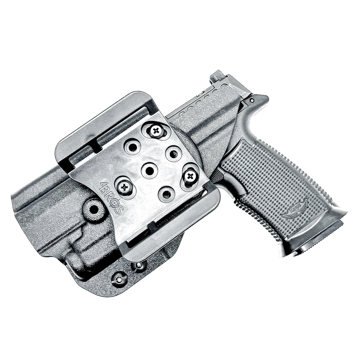 Outside the waistband holster fits Icarus Precision AIR Polymer P365-FUSE & Streamlight TLR-7 Sub in black with 4BROS 1.5" belt slide.