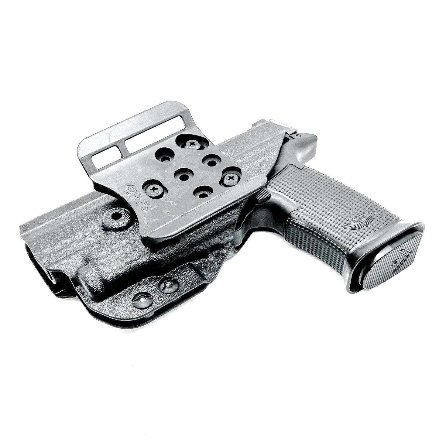 Outside the waistband holster fits Icarus Precision AIR Polymer P365-FUSE & Streamlight TLR-7 Sub in black with 4BROS 1.5" belt slide.