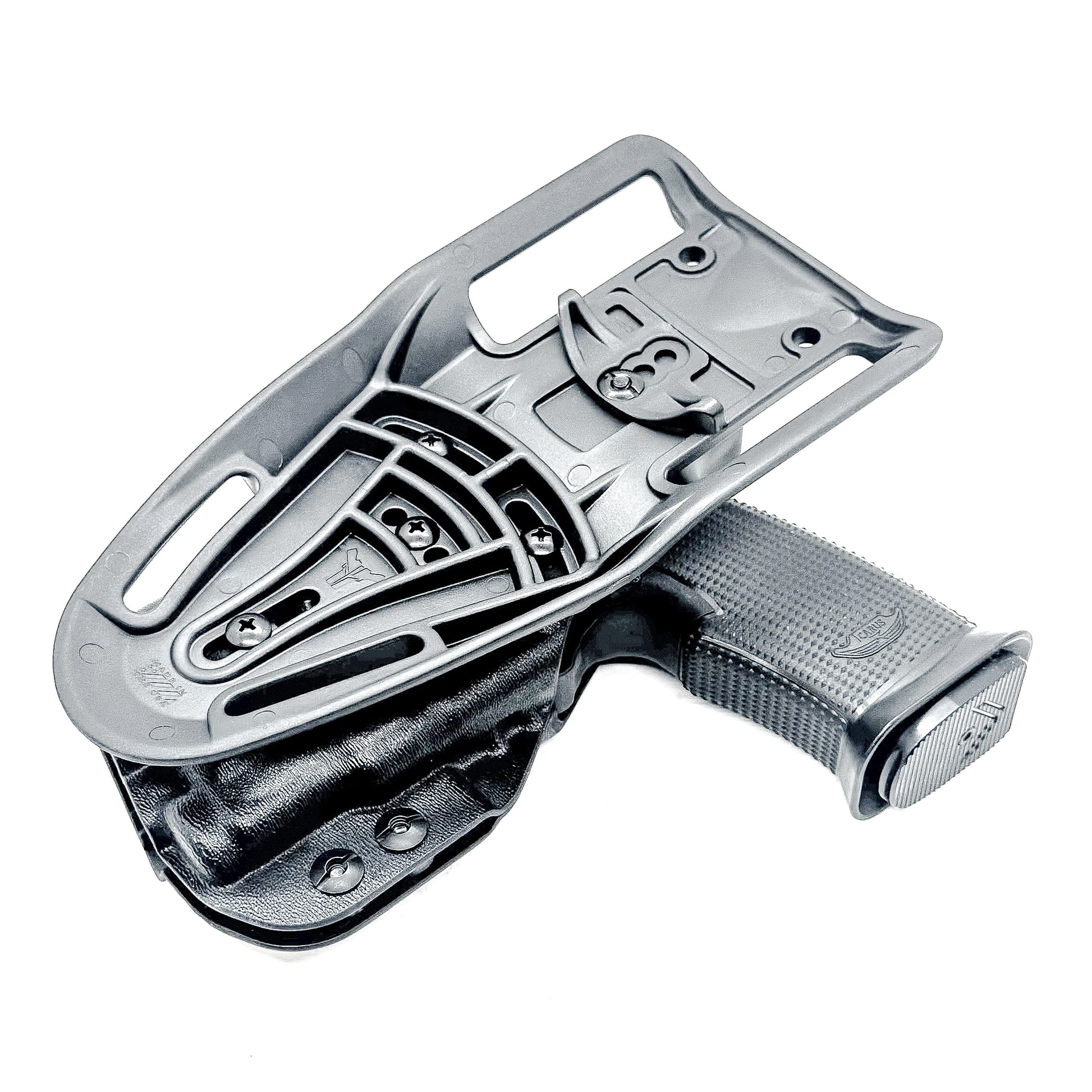 Icarus Precision AIR Polymer P365-XMACRO & Streamlight TLR-7 Sub Duty & Competition Holster in black with duty drop attachment.