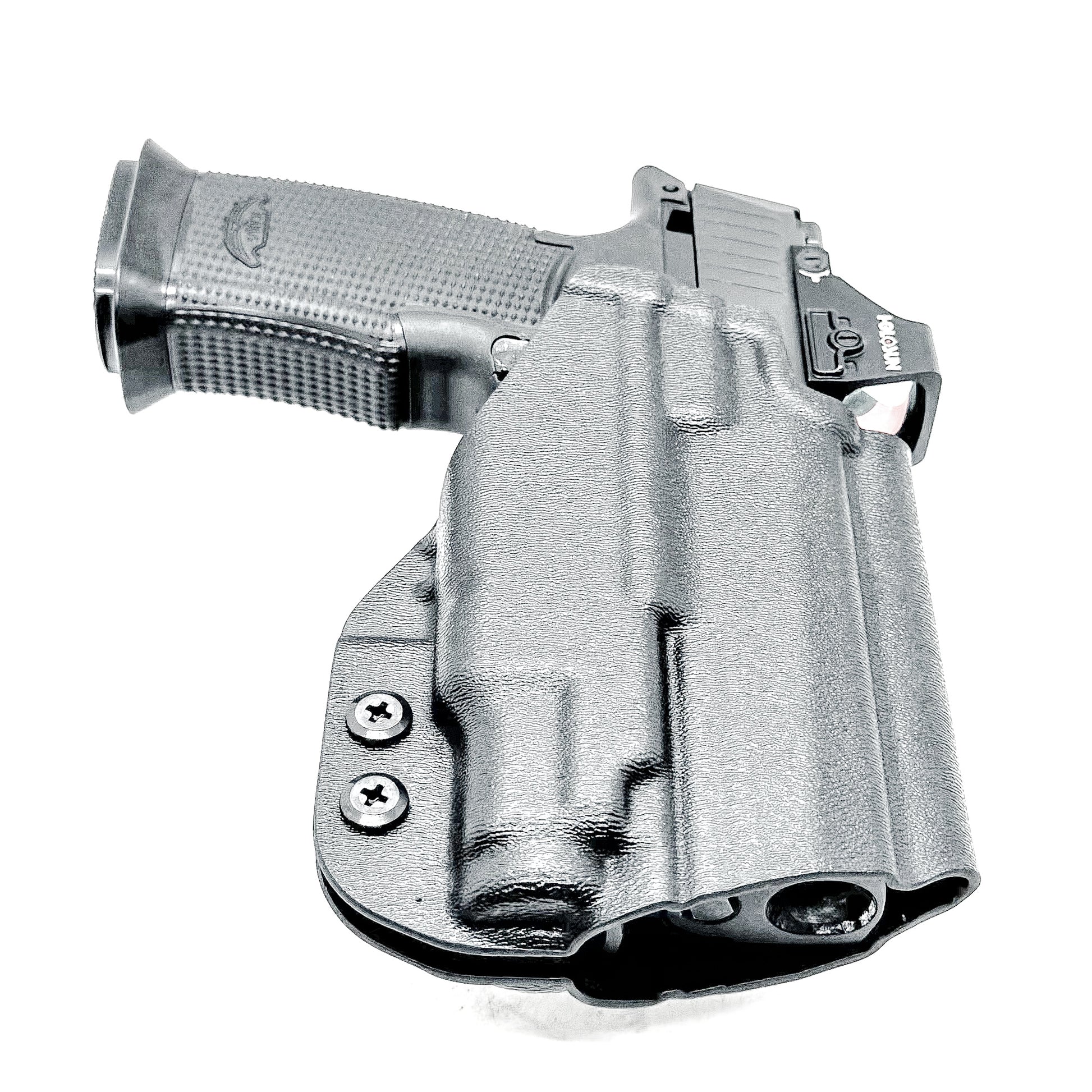 Black OWB Holster fits the Icarus Precision AIR Polymer P365-XMACRO & Streamlight TLR-7 Sub shown with the 4Bros 1.5" Belt Slide.