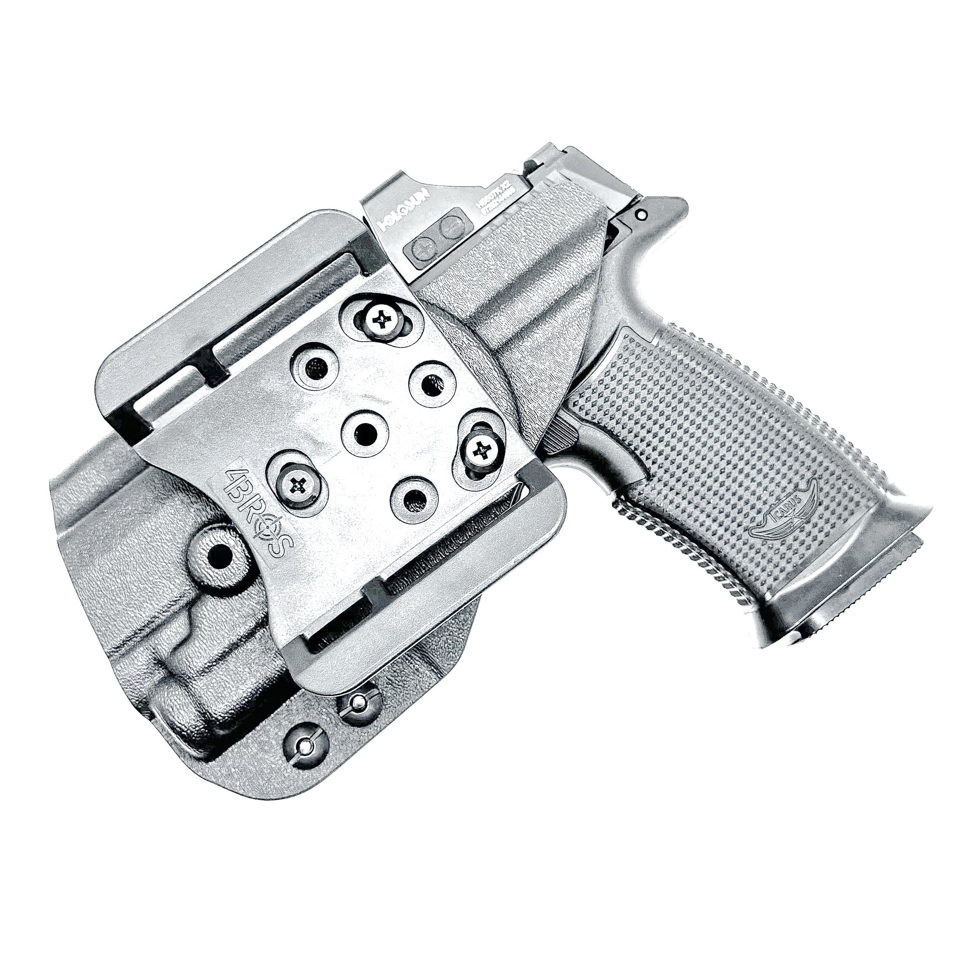 Black OWB Holster fits the Icarus Precision AIR Polymer P365-XMACRO & Streamlight TLR-7 Sub shown with the 4Bros 1.5" Belt Slide.