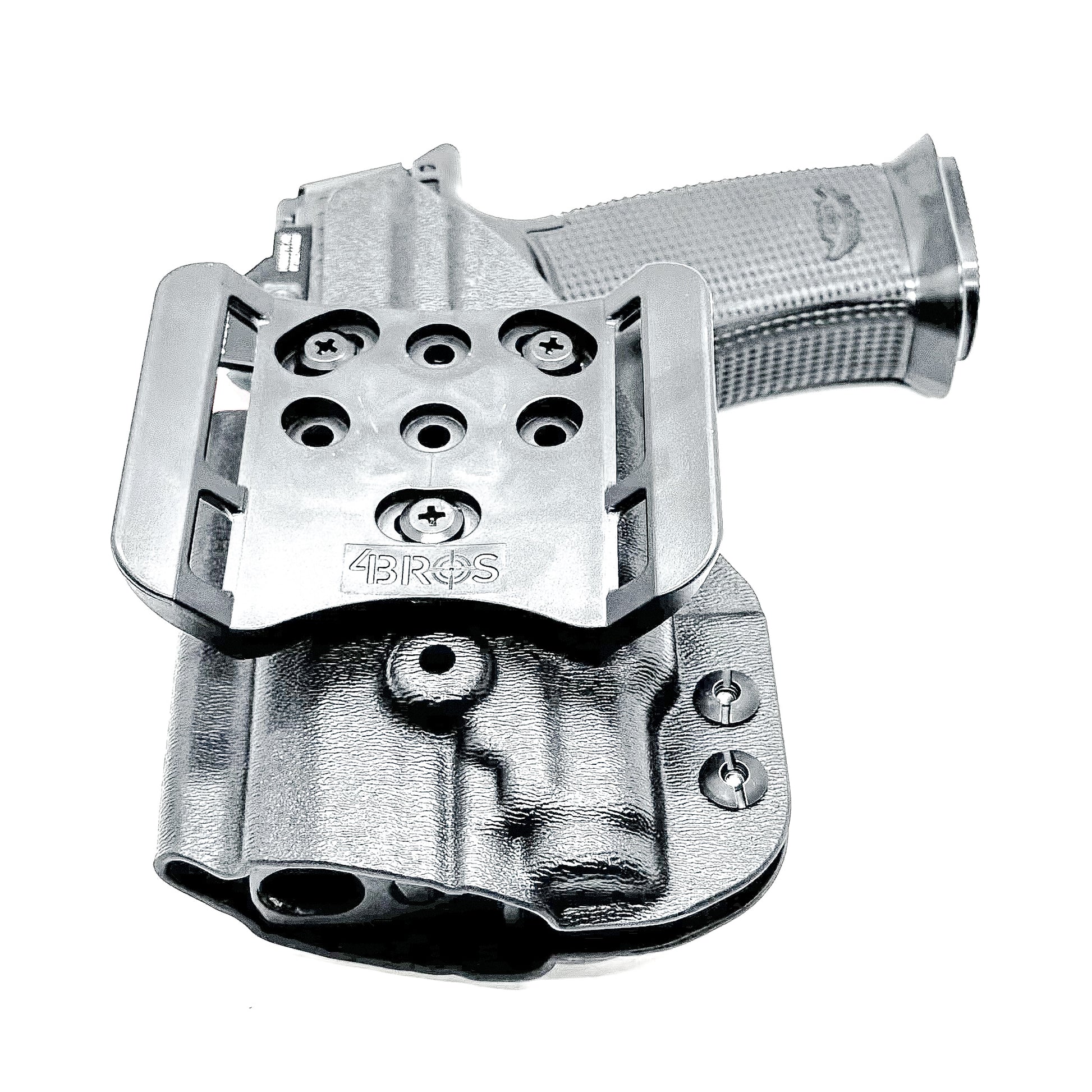 Black OWB Holster fits the Icarus Precision AIR Polymer P365-XMACRO & Streamlight TLR-7 Sub shown with the 4Bros 1.5" Belt Slide.