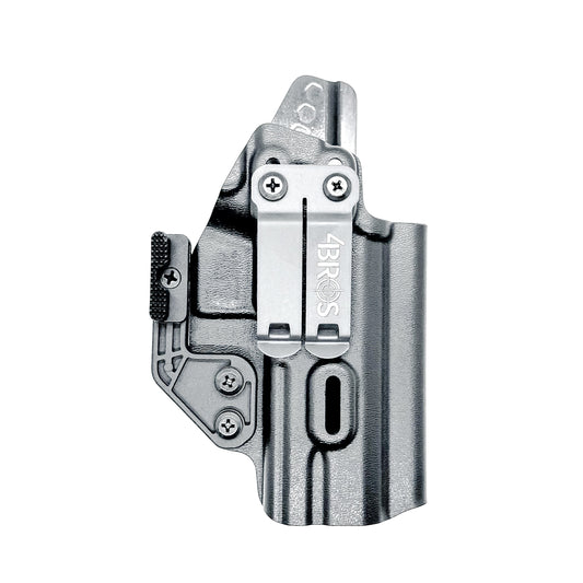 Black IWB holster custom-molded for Jacob Grey TWC HEX 2011 pistol, optic-ready with adjustable retention and full sweat guard.