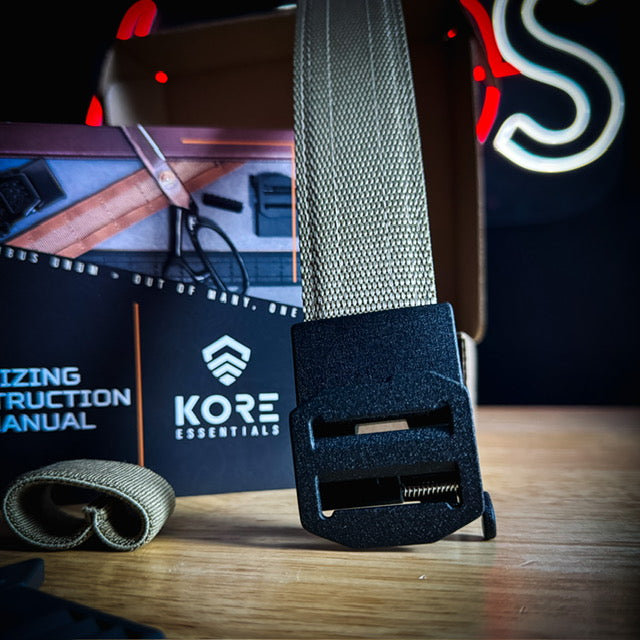For the best concealed carry belt, shop Four Brothers Holsters for the Kore Essentials X7 belt. The buckle design frees up space in front to hold your gear.
