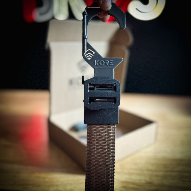 For the best concealed carry belt, shop Four Brothers Holsters for the Kore Essentials X7 belt. The buckle design frees up space in front to hold your gear.