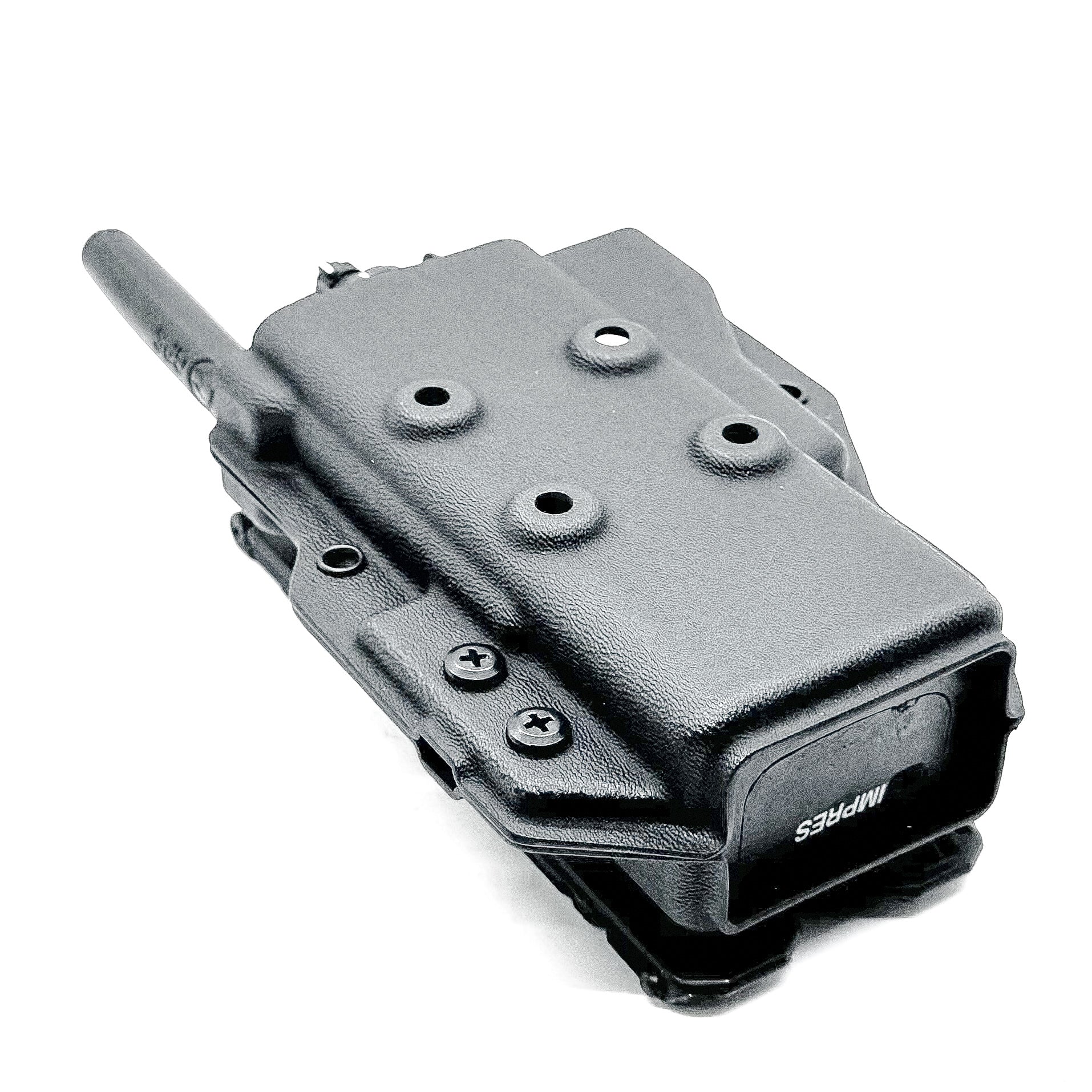 Outside Waistband Kydex Pancake-style holster or carrier for the Motorola APX 6000, 7000, and 8000 series portable radios from Four Brothers 4Bros Holsters.