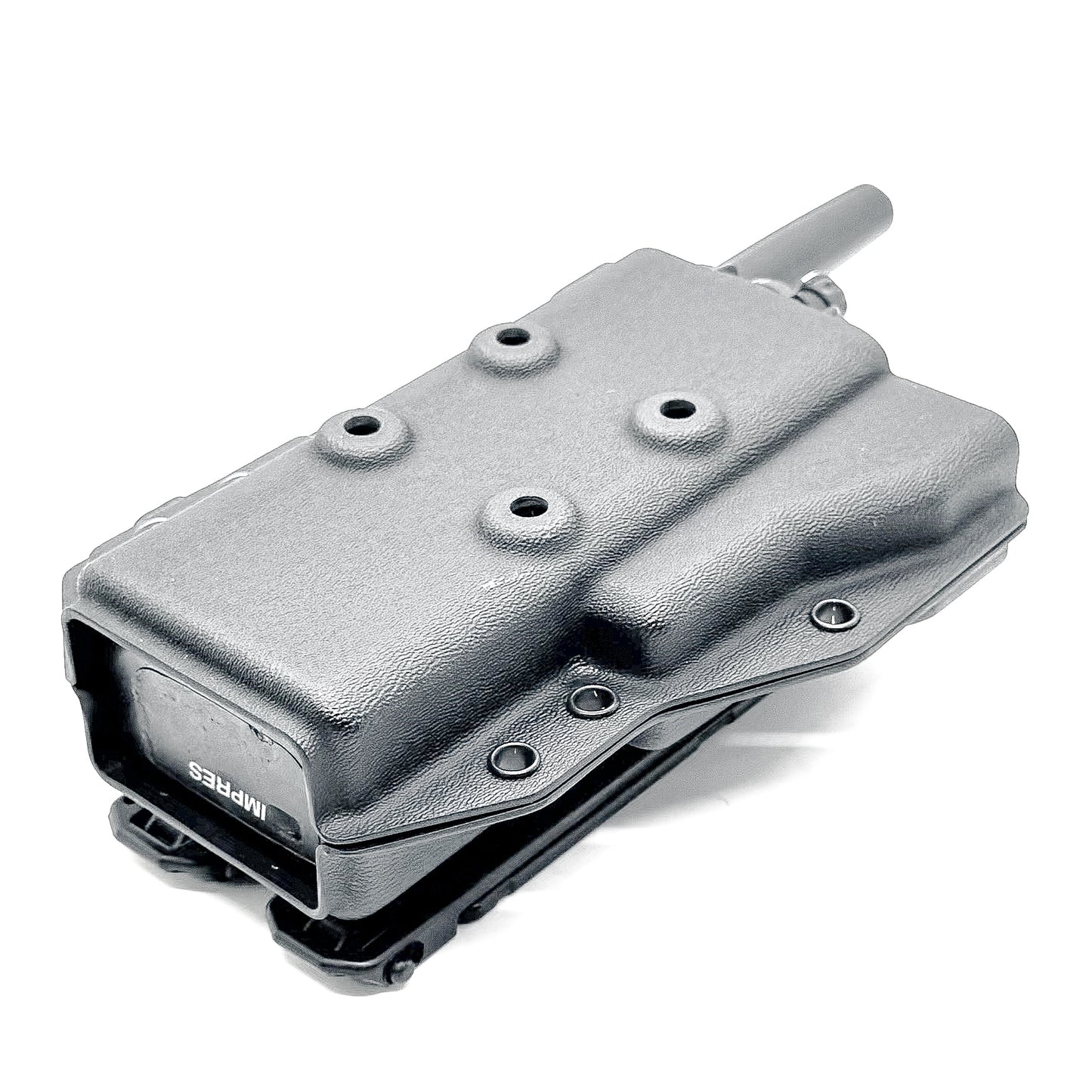 Outside Waistband Kydex Pancake-style holster or carrier for the Motorola APX 6000, 7000, and 8000 series portable radios from Four Brothers 4Bros Holsters.