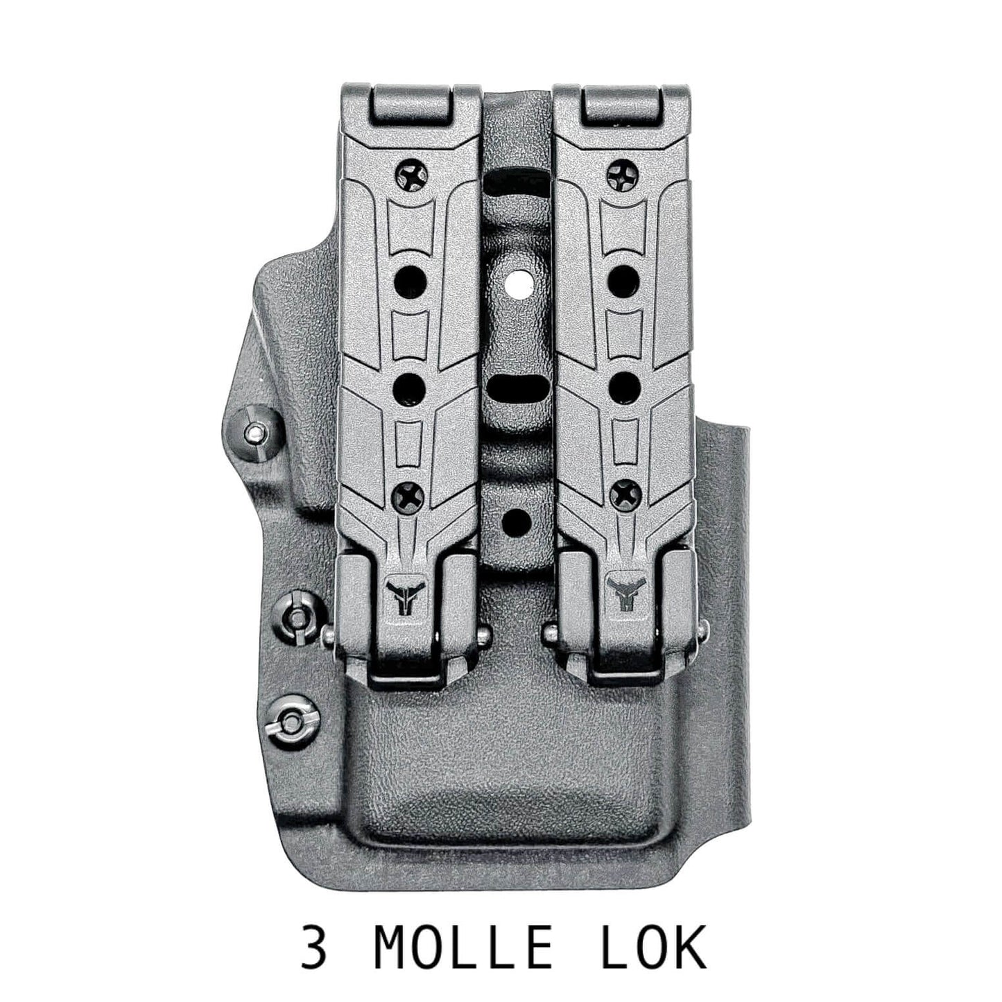 Outside Waistband Kydex Pancake-style holster carrier for the Motorola APX 6000, 7000, and 8000 series portable radios. Sold by Four Brothers 4Bros Hoslters.