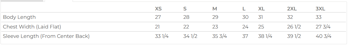 Nobody Cares Work Harder Sweatshirt Sizing Chart