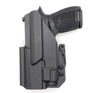 Inside Waistband IWB Holster designed to fit the Sig Sauer P320 Compact, Carry and M18 pistols with the Streamlight TLR-7 or TLR-7A light and GoGuns USA Gas Pedal mounted to the pistol. The holster retention is on the light itself and not the pistol,  the holster will not work without the light mounted on the firearm.