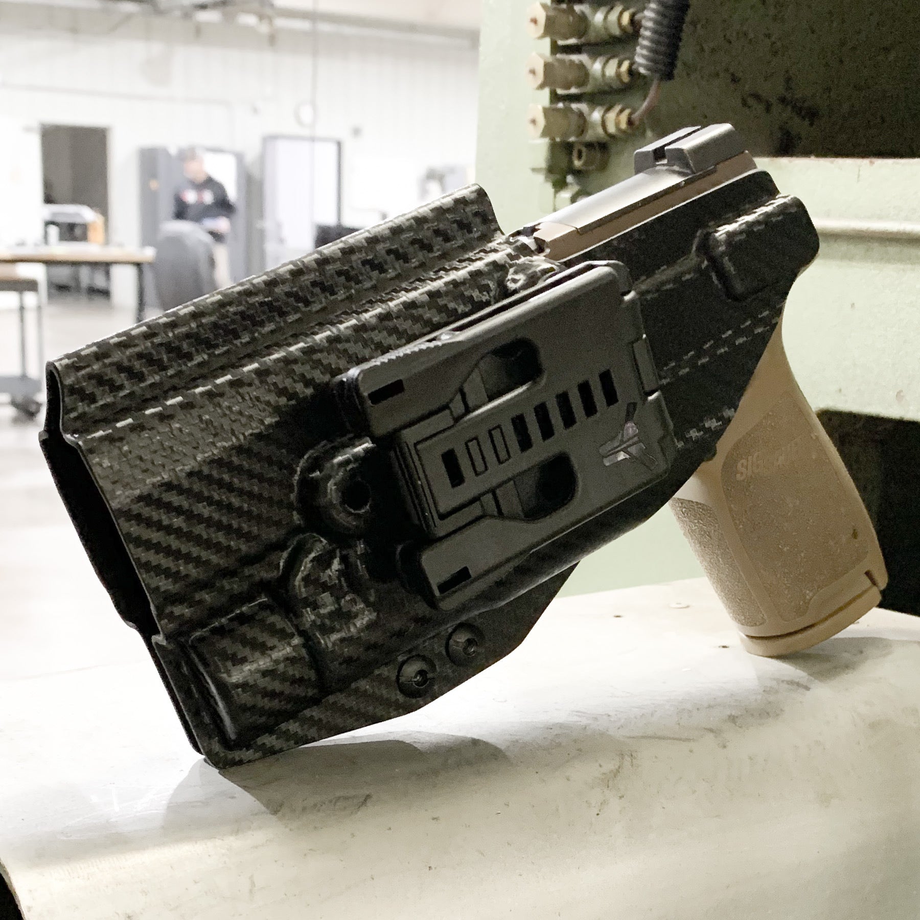 For the best OWB Holster for the Sig Sauer P320 Full Size, Carry, Compact, M17, M18, X-Five or X5 pistol & Streamlight TLR-1, shop Four Brothers Holsters.