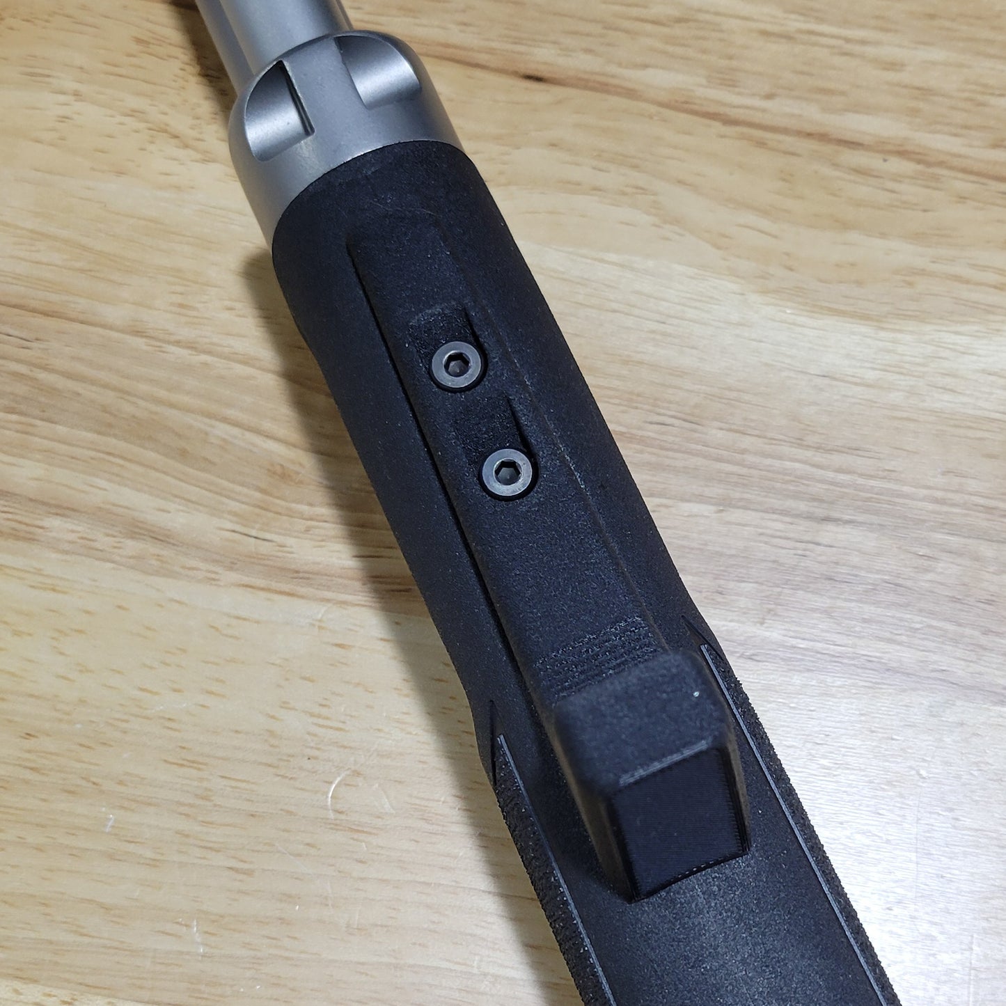 The 4Bros Smith & Wesson 1854 M-Lok Handstop for better rearward grip pressure, improving comfort & stability when shooting this 44 magnum lever action rifle.