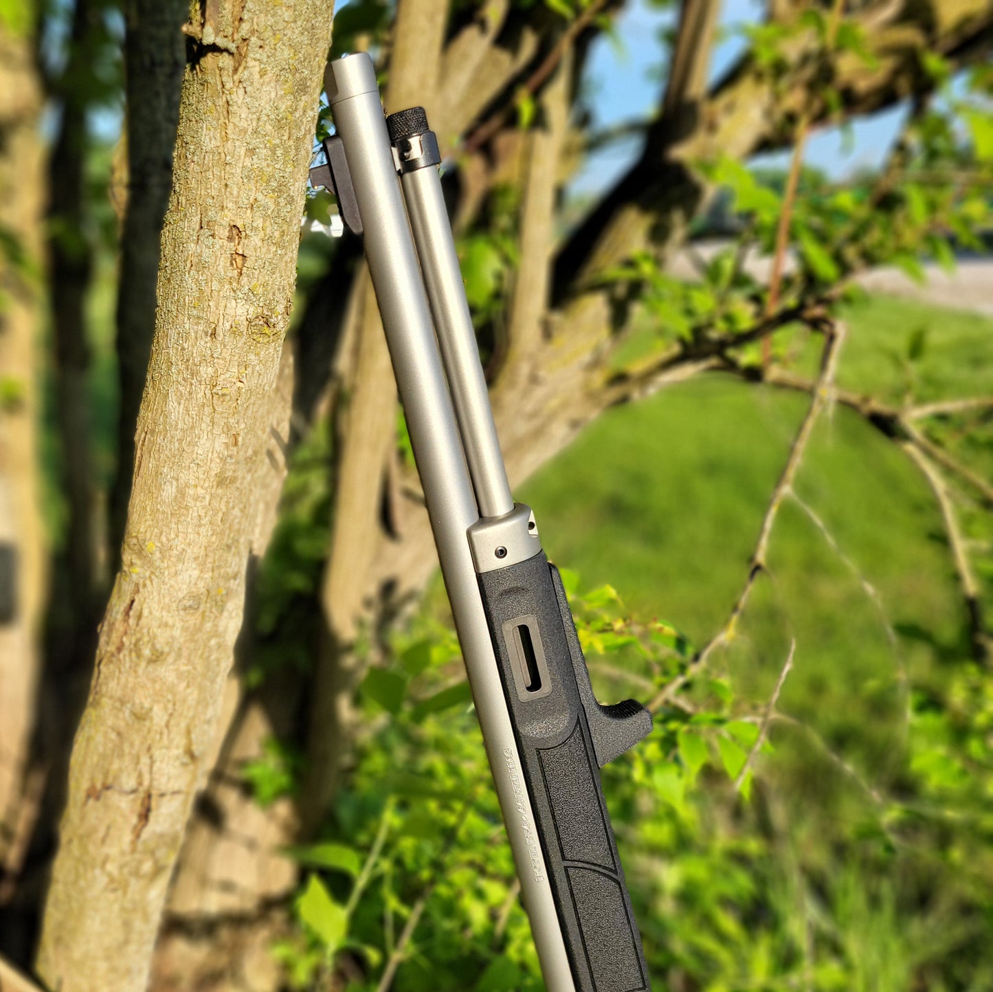 The 4Bros Smith & Wesson 1854 M-Lok Handstop for better rearward grip pressure, improving comfort & stability when shooting this 44 magnum lever action rifle.