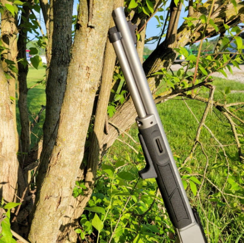 The 4Bros Smith & Wesson 1854 M-Lok Handstop for better rearward grip pressure, improving comfort & stability when shooting this 44 magnum lever action rifle.