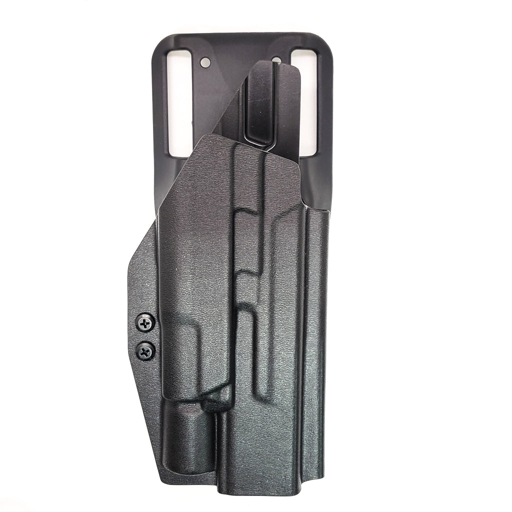 For the best Outside Waistband Duty & Competition OWB Kydex Holster designed to fit the Smith & Wesson 2023 SPEC Series M&P 9 Metal M2.0 pistol and Surefire X300U-A, X300U-B, X300T-A or X300T-B, shop four brothers holsters.  Full sweat guard, adjustable retention, profiled for red dot sights. Made in the USA. 4brothers