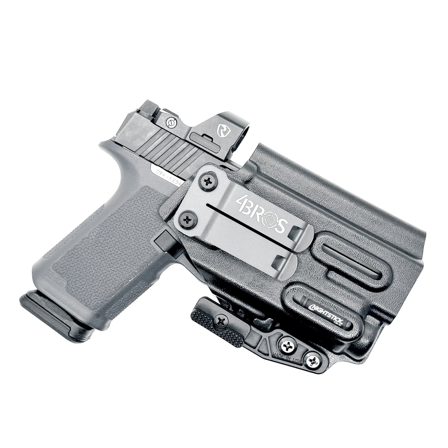 For the Best, most comfortable, Inside Waistband IWB AIWB Appendix Kydex holster for the Ruger RXM and Nightstick TCM-10, shop Four Brothers Holsters.