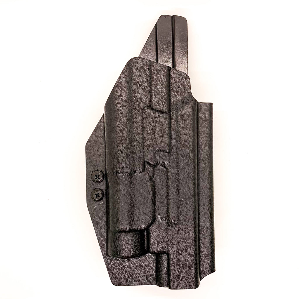 For the best, Outside Waistband OWB Kydex Holster designed to fit the Smith & Wesson 2023 SPEC Series M&P 9 Metal M2.0 & TLR-1 handgun, shop Four Brothers Holsters.  Full sweat guard, adjustable retention. Made in the USA Open muzzle for threaded barrels, cleared for red dot sights.  