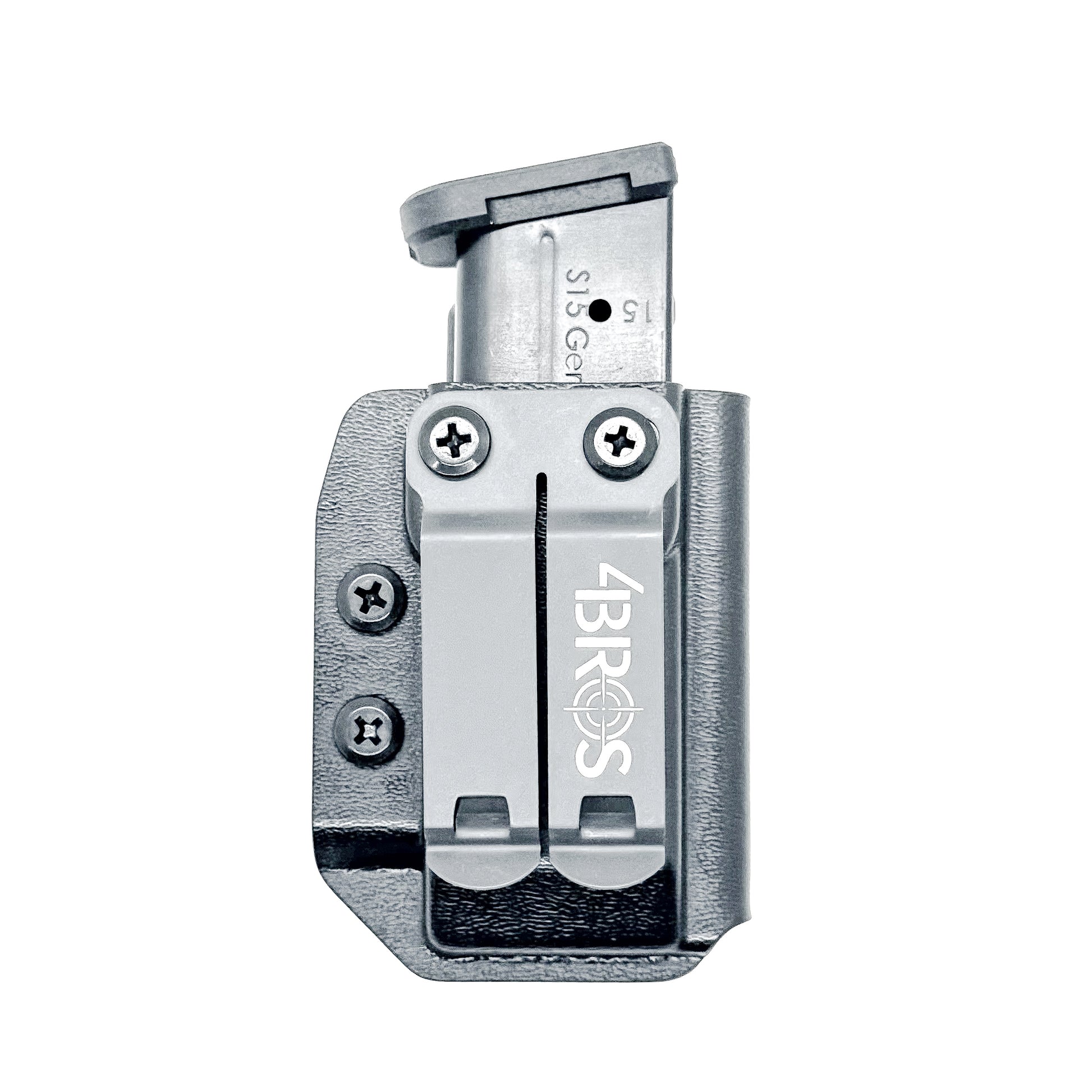 Black Kydex IWB AIWB appendix inside waistband magazine pouch for the Shield Arms S15 Magazine from Four Brothers Holsters.  Proudly made in the USA.