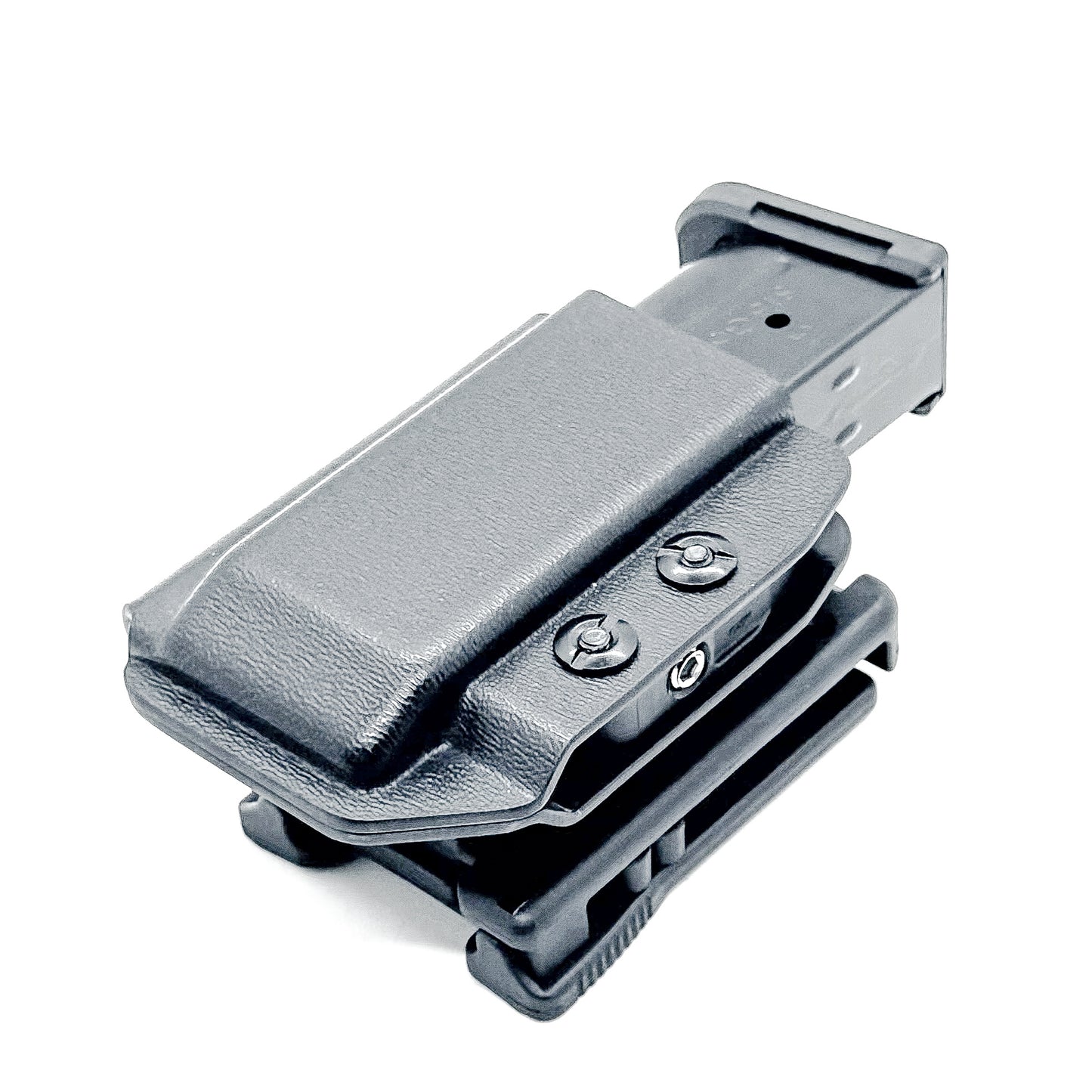 Black Kydex OWB Outside Waistband magazine pouch for the Shield Arms S15 magazine from Four Brothers 4BROS Holsters.  Proudly made in the USA.