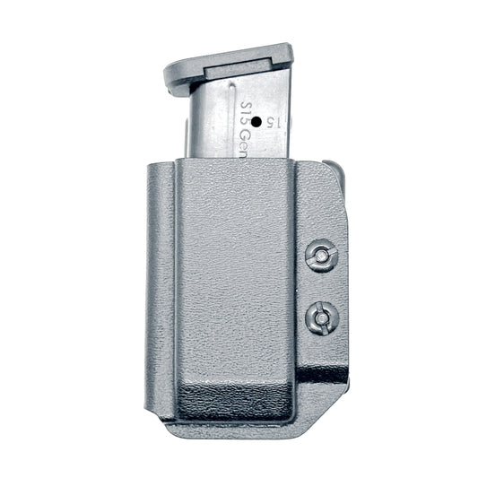 Black Kydex OWB Outside Waistband magazine pouch for the Shield Arms S15 magazine from Four Brothers 4BROS Holsters.  Proudly made in the USA.