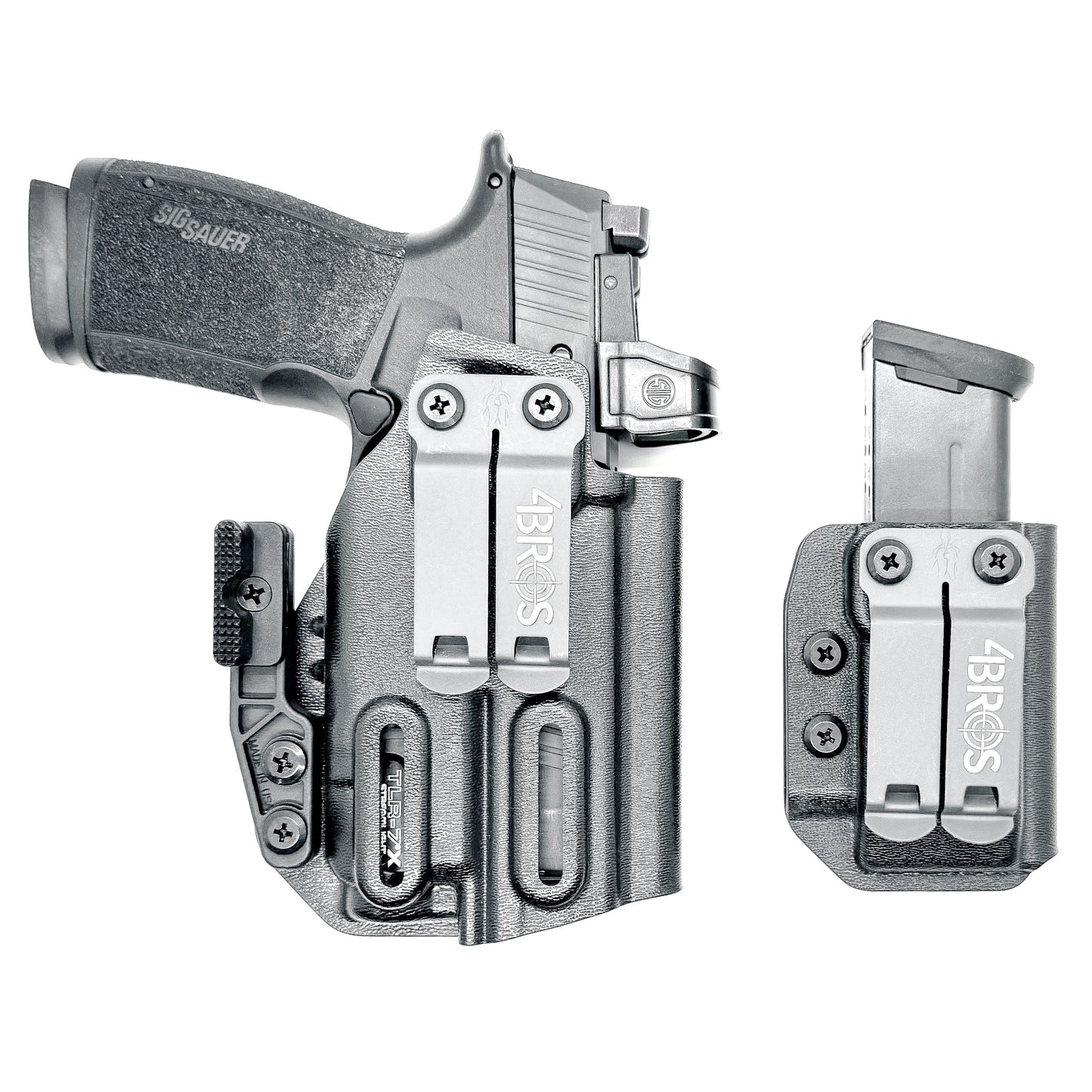 Four Brothers Holsters Inside Waistband IWB & AIWB Holster & Magazine Carrier combo for the Sig Sauer P365-XMACRO, TACOPS COMP & Streamlight TLR-7 X or TLR-7 A