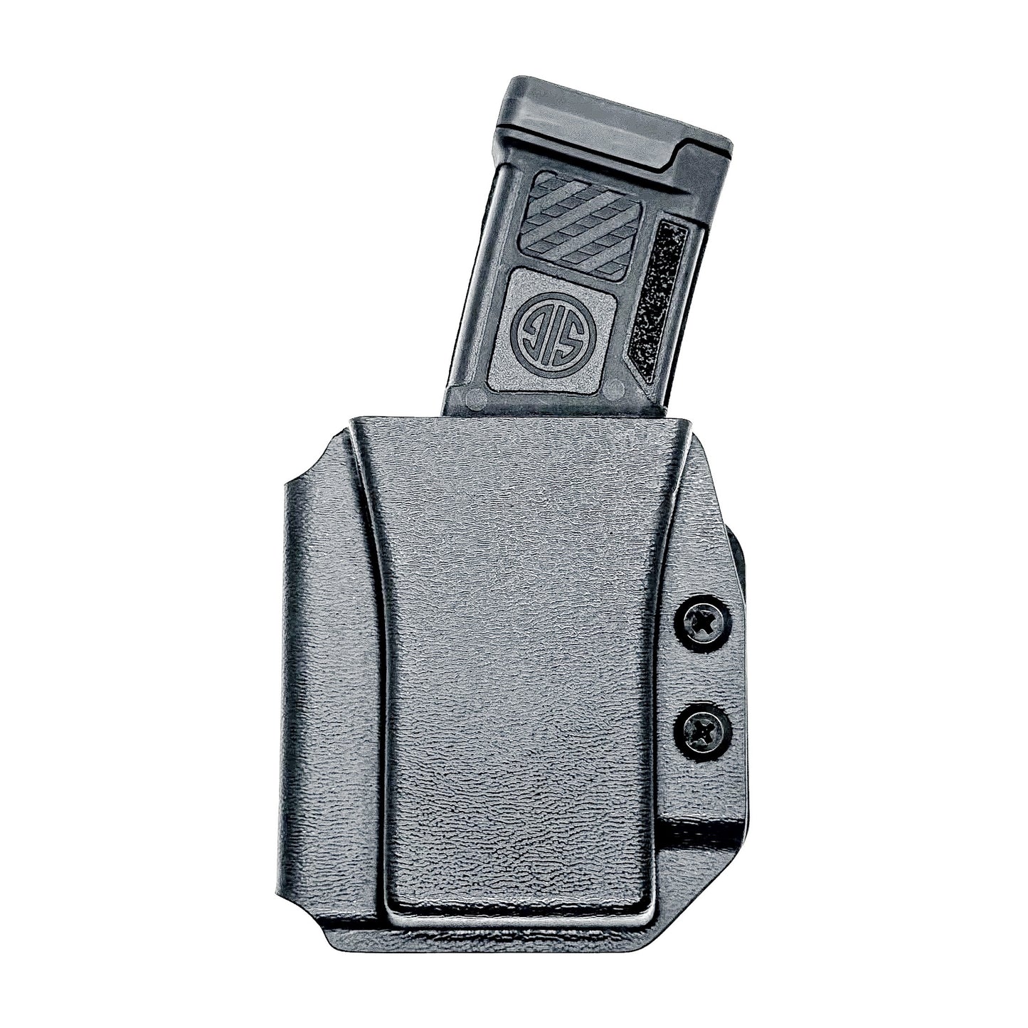 Kydex OWB Outside Waistband Magazine carrier for the Sig Sauer MPX Magazine, shop Four Brothers Holsters. Our Magazine Pouches are Made in the USA!