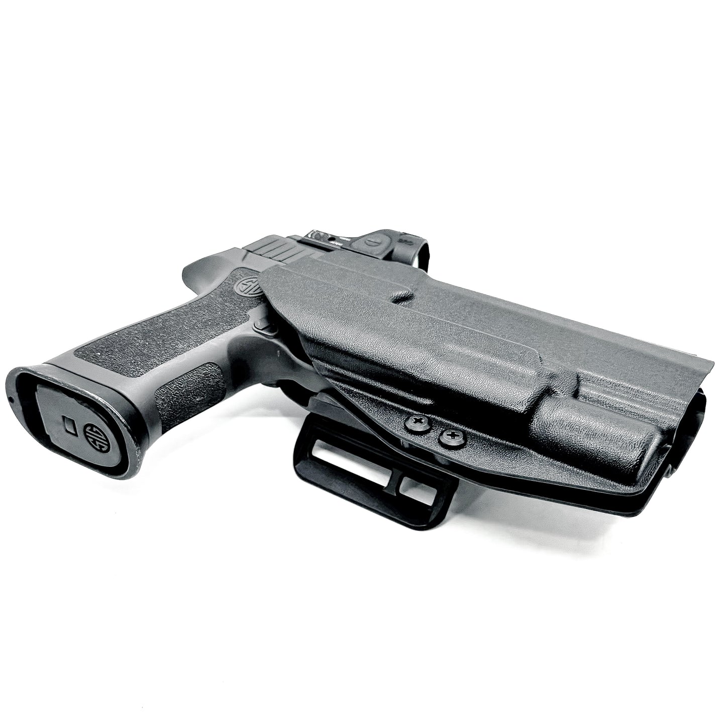 Black OWB Holster for the Sig Sauer P320 Full Size, M18, M17, X-Five, or Carry & Surefire X300U-A or B & GoGun USA Gas Pedal from Four Brothers Holsters