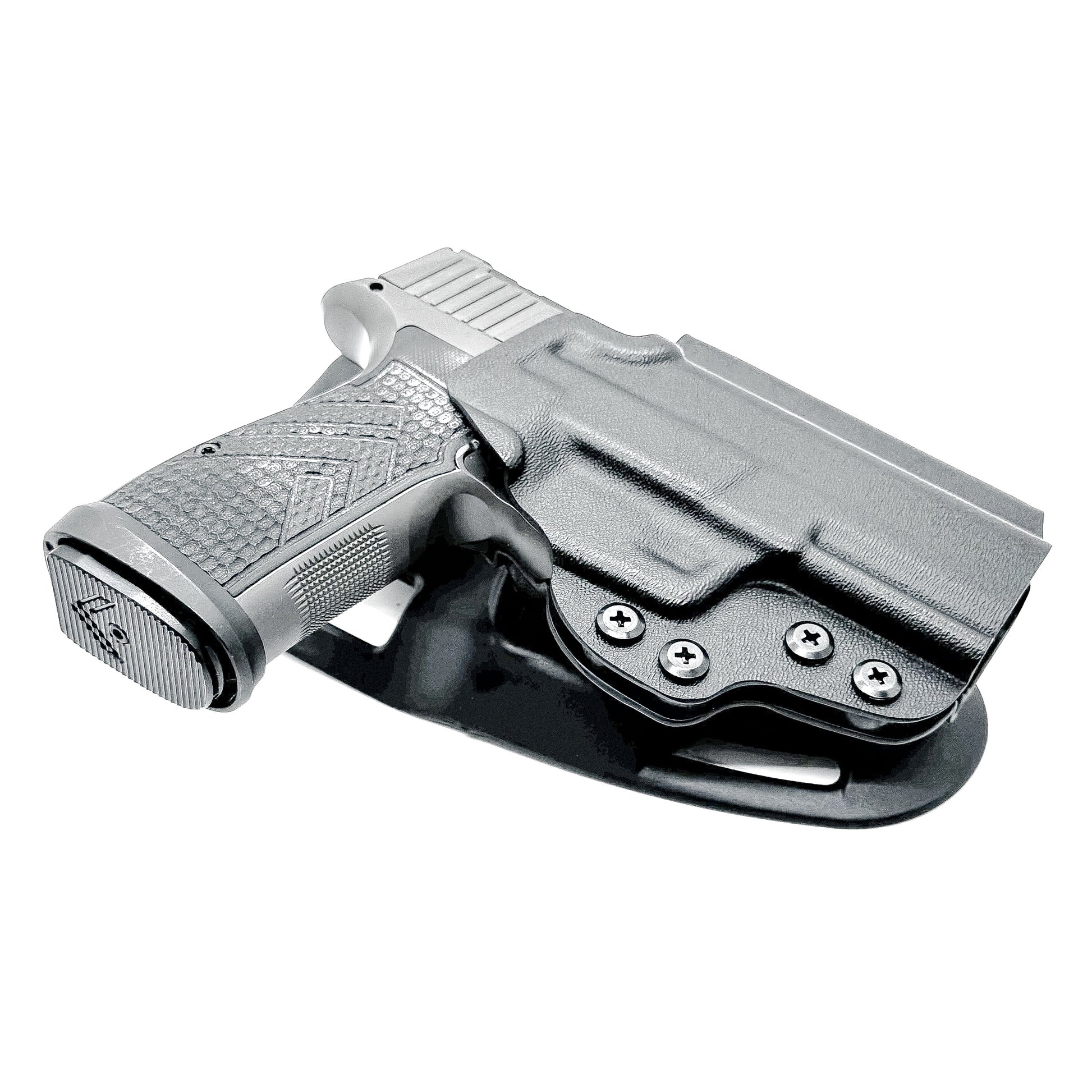 Black OWB Outside Waistband Sig Sauer P365-AXG Legion Duty & Competition Style Kydex Holster from Four Brothers Holsters.  Proudly made in the USA.