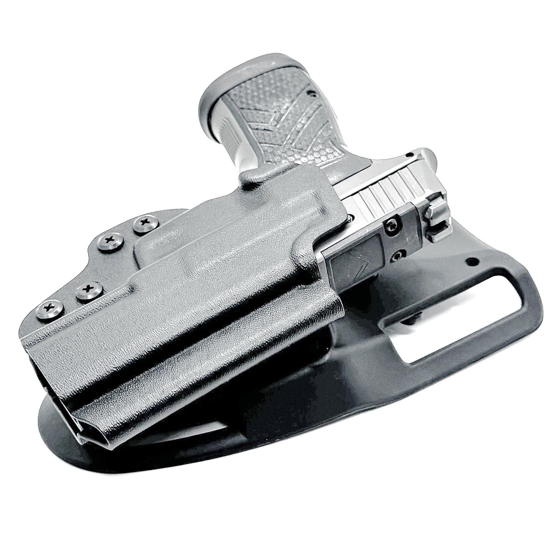 Black OWB Outside Waistband Sig Sauer P365-AXG Legion Duty & Competition Style Kydex Holster from Four Brothers Holsters.  Proudly made in the USA.