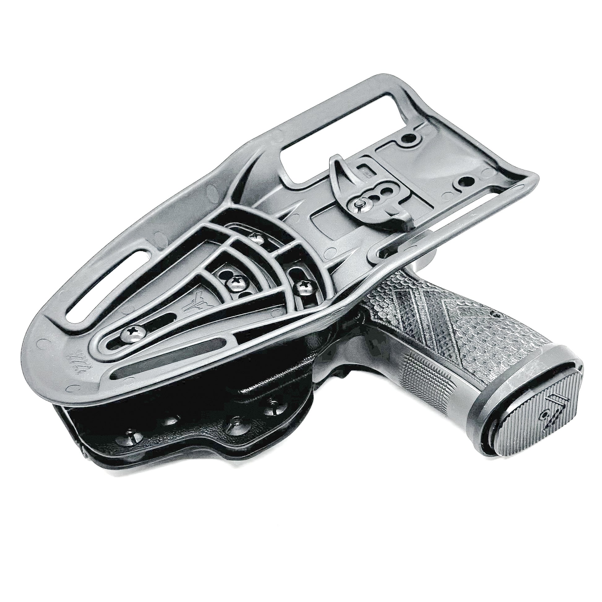 Black OWB Outside Waistband Sig Sauer P365-AXG Legion Duty & Competition Style Kydex Holster from Four Brothers Holsters.  Proudly made in the USA.