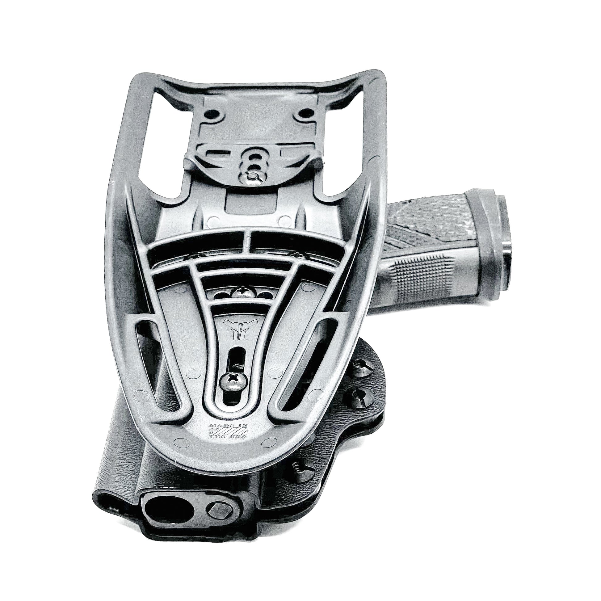 Black OWB Outside Waistband Sig Sauer P365-AXG Legion Duty & Competition Style Kydex Holster from Four Brothers Holsters.  Proudly made in the USA.