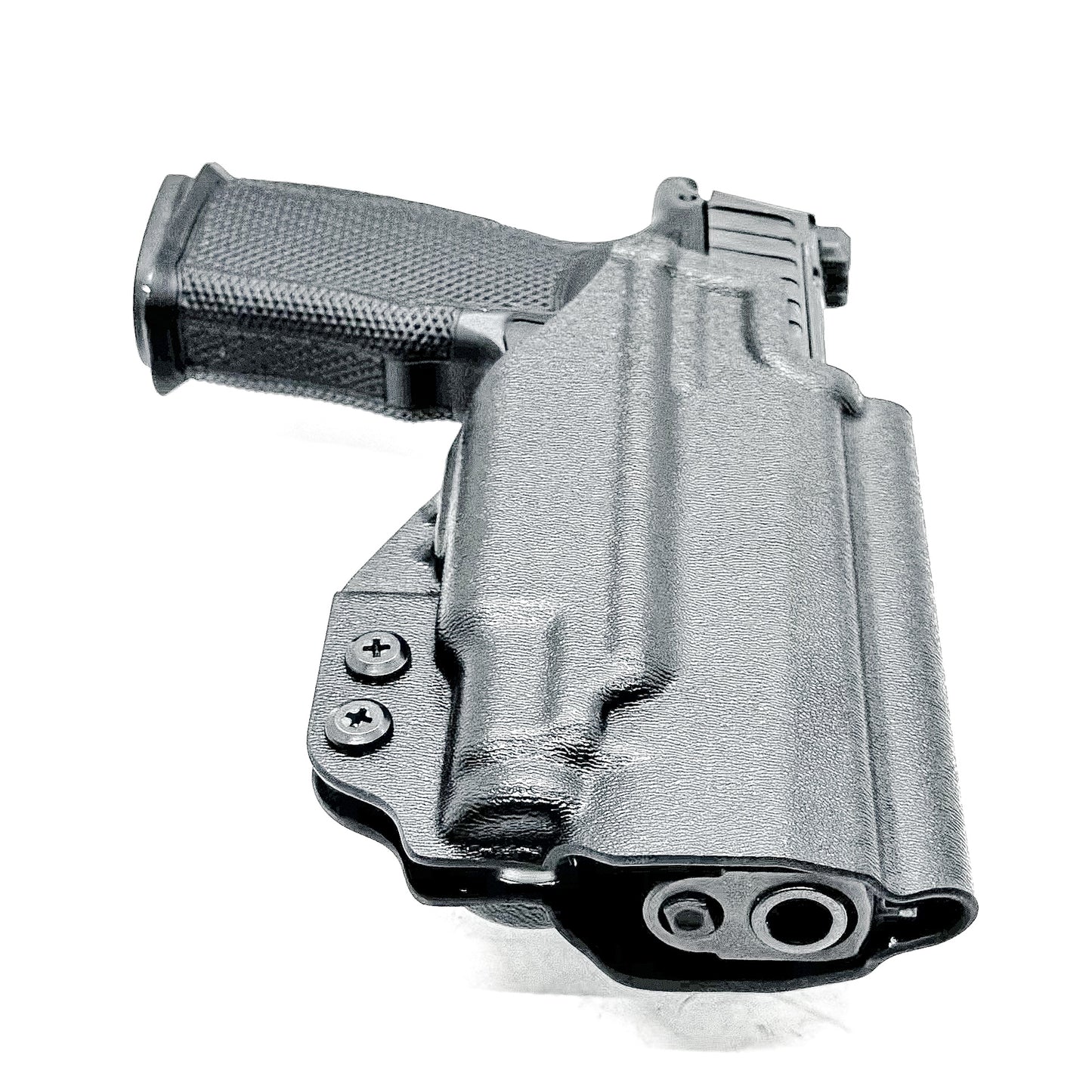 Black OWB holster for Sig Sauer P365-FUSE with Icarus Precision A.C.E. “X” MACRO or FUSE EVO grip module and Streamlight TLR-7 Sub series light.