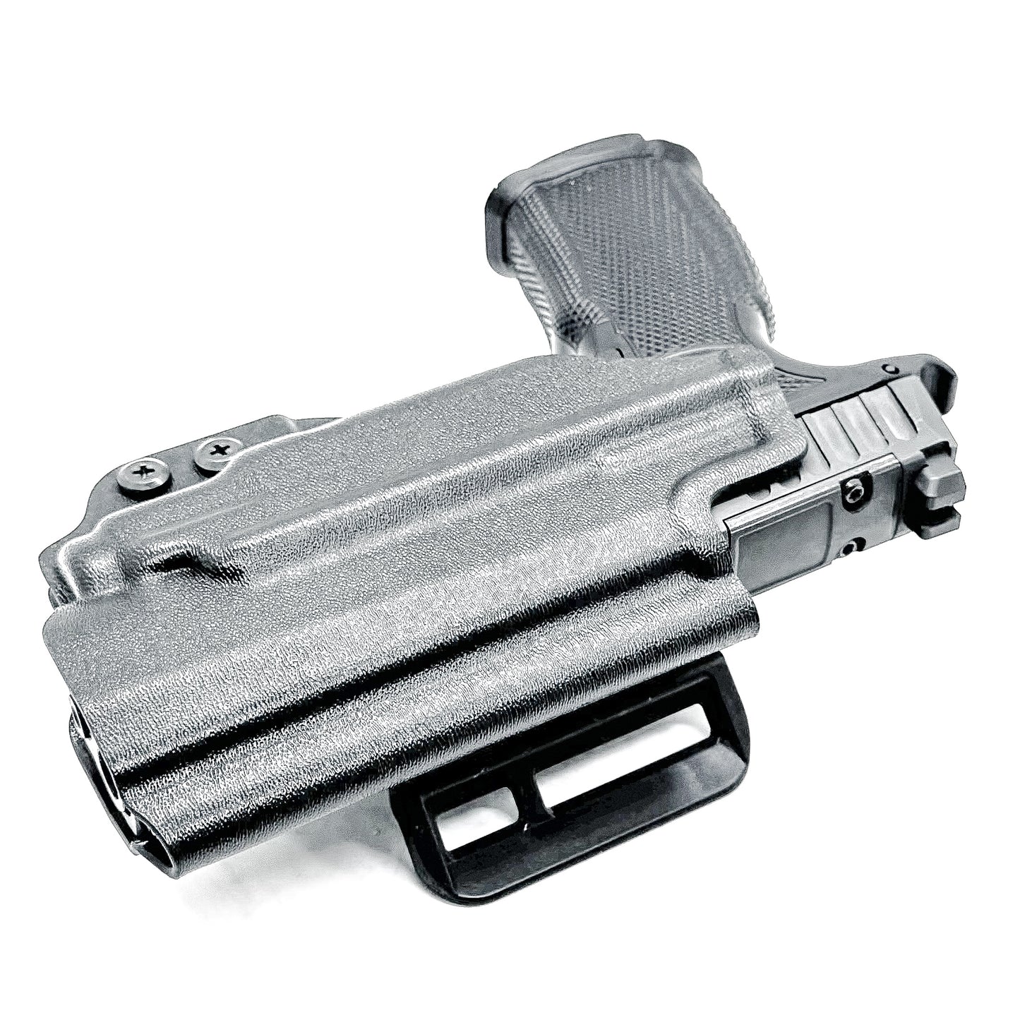 Black OWB holster for Sig Sauer P365-FUSE with Icarus Precision A.C.E. “X” MACRO or FUSE EVO grip module and Streamlight TLR-7 Sub series light.