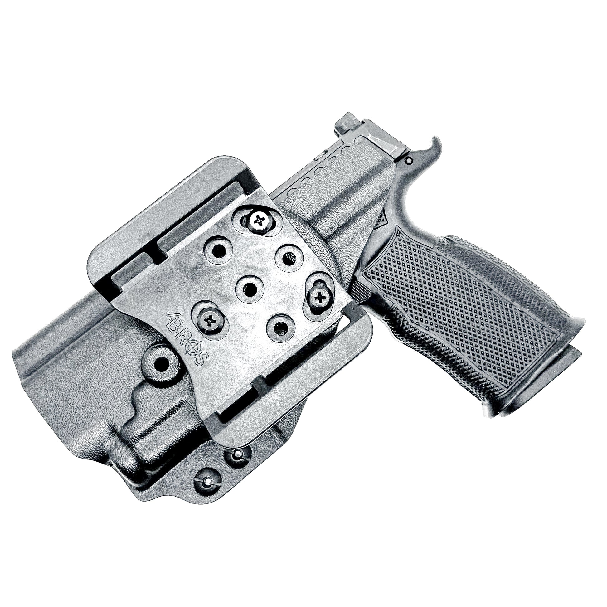 Black OWB holster for Sig Sauer P365-FUSE with Icarus Precision A.C.E. “X” MACRO or FUSE EVO grip module and Streamlight TLR-7 Sub series light.