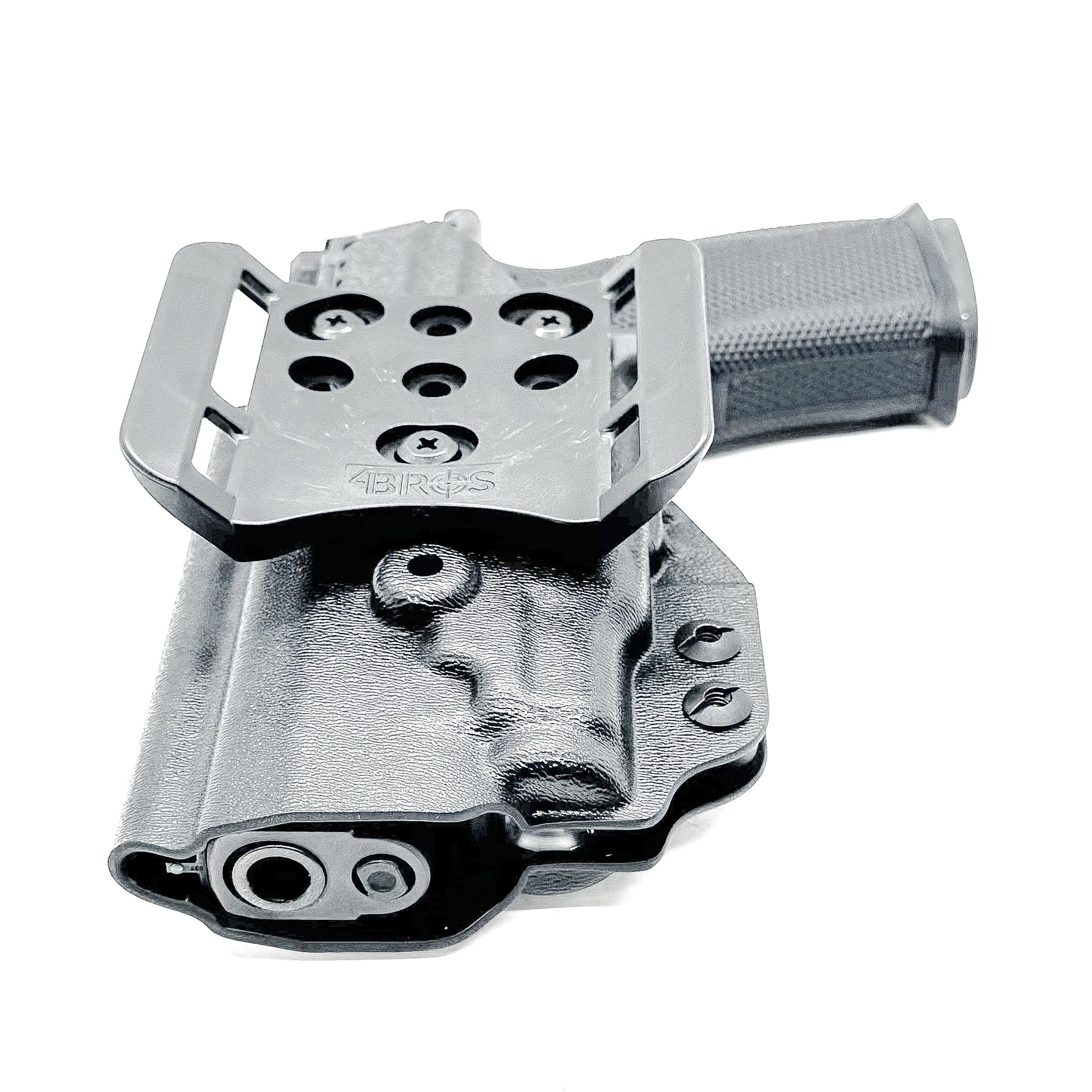 Black OWB holster for Sig Sauer P365-FUSE with Icarus Precision A.C.E. “X” MACRO or FUSE EVO grip module and Streamlight TLR-7 Sub series light.