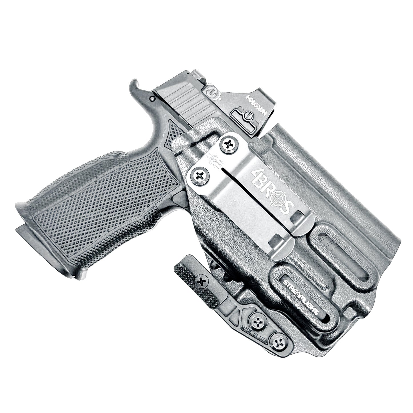 Inside waistband holster for Sig Sauer P365-XMACRO with Icarus Precision grip and Streamlight TLR-7 Sub 1913 weapon light mounted.