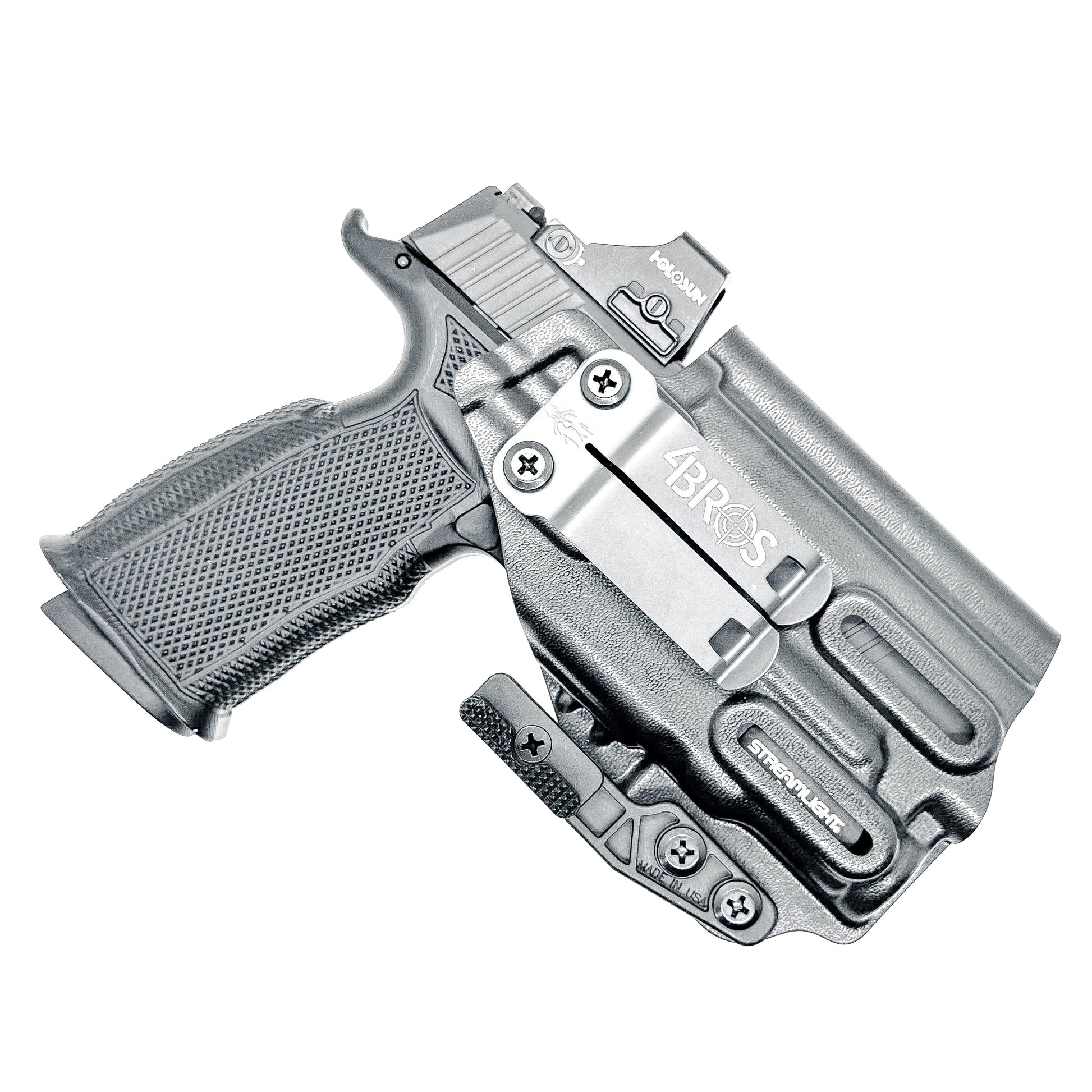 Inside waistband holster for Sig Sauer P365-XMACRO with Icarus Precision grip and Streamlight TLR-7 Sub 1913 weapon light mounted.