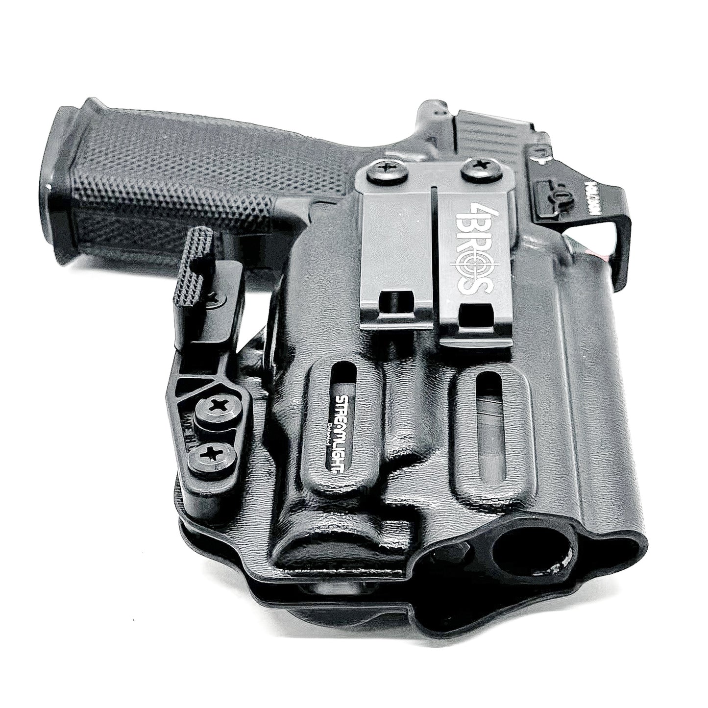 Inside waistband holster for Sig Sauer P365-XMACRO with Icarus Precision grip and Streamlight TLR-7 Sub 1913 weapon light mounted.