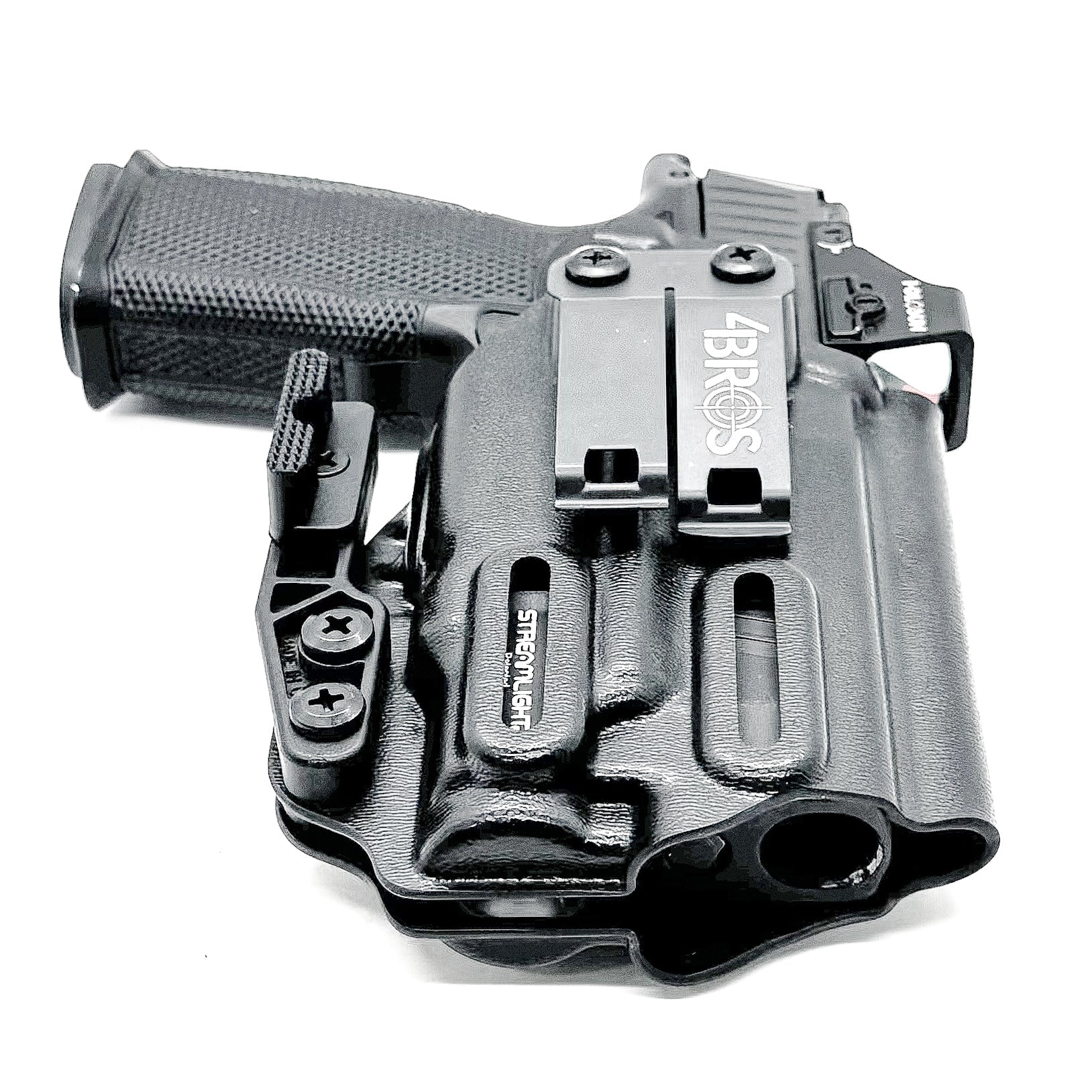 Inside waistband holster for Sig Sauer P365-XMACRO with Icarus Precision grip and Streamlight TLR-7 Sub 1913 weapon light mounted.