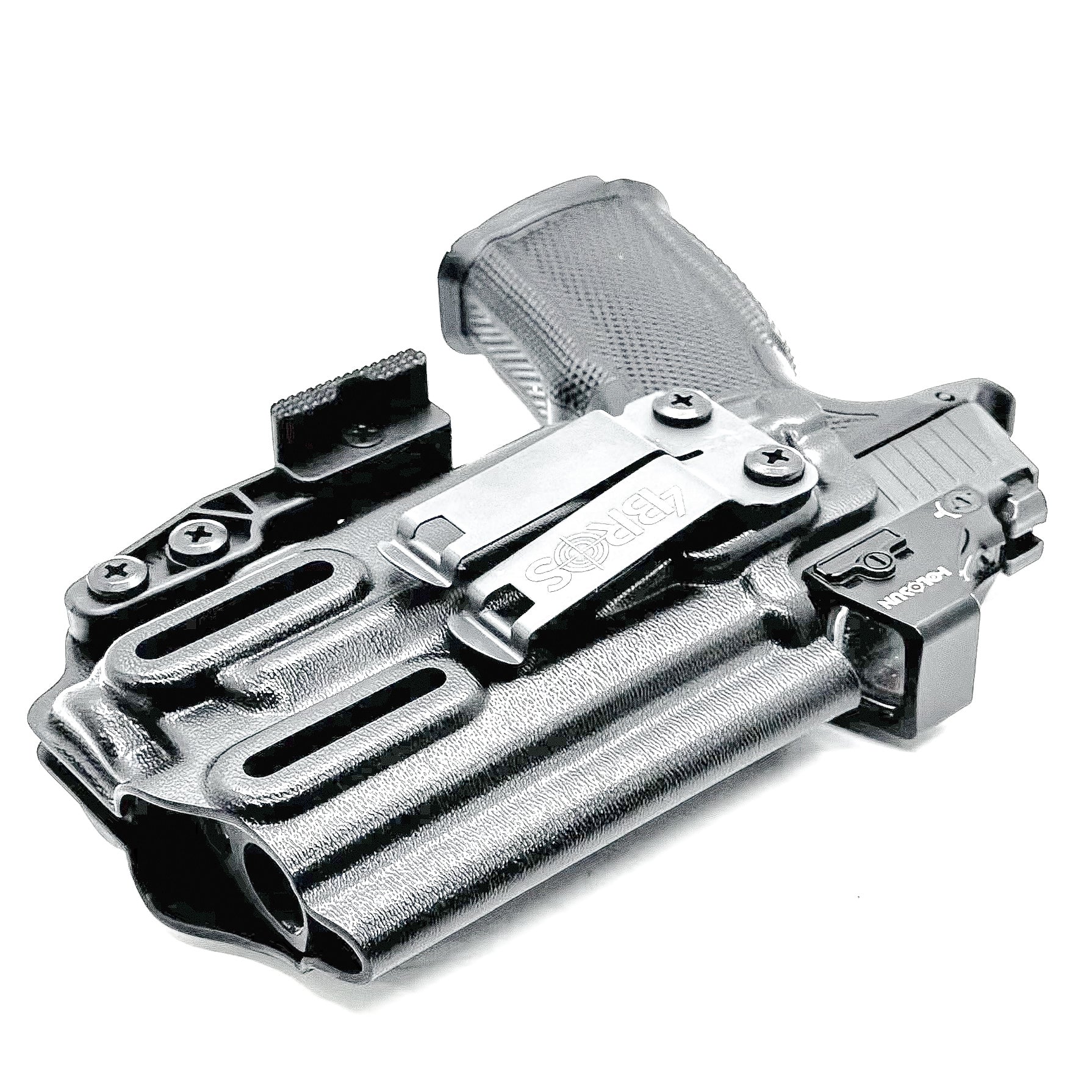 Inside waistband holster for Sig Sauer P365-XMACRO with Icarus Precision grip and Streamlight TLR-7 Sub 1913 weapon light mounted.