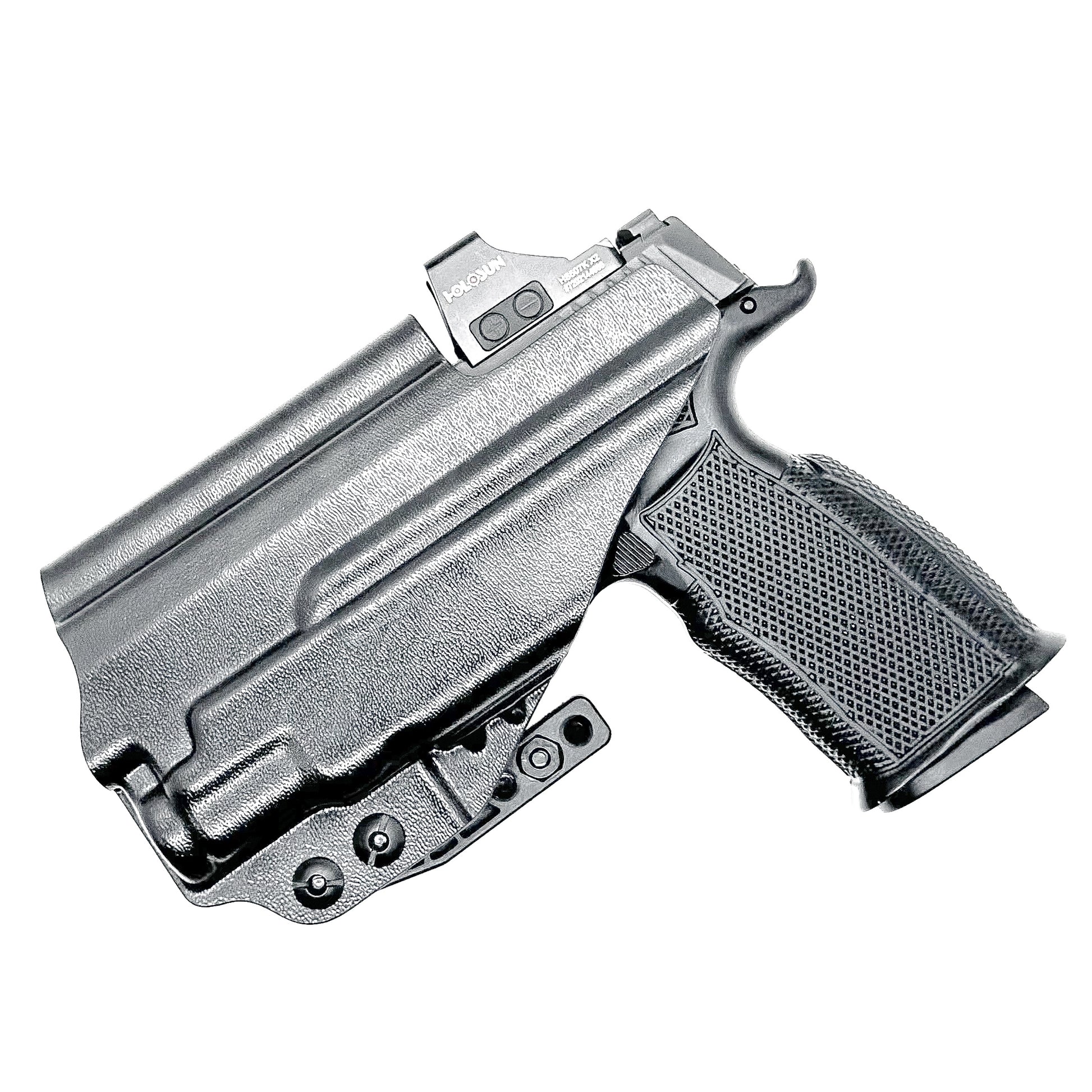 Inside waistband holster for Sig Sauer P365-XMACRO with Icarus Precision grip and Streamlight TLR-7 Sub 1913 weapon light mounted.