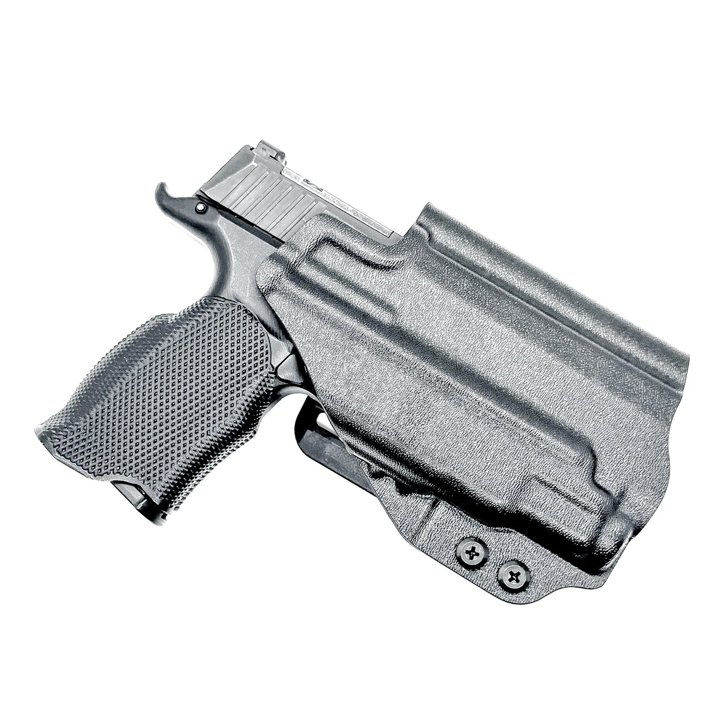 Sig Sauer P365-XMACRO OWB Holster with Icarus A.C.E. “X” MACRO Grip Module and Streamlight TLR-7 Sub 1913, black Kydex, with 4BROS 1.5" belt attachment