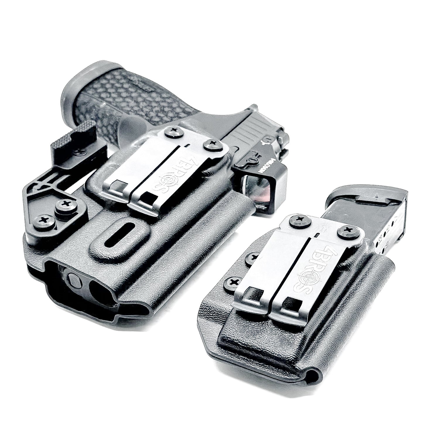 Sig P365-XMACRO IWB right-hand holster and matching magazine carrier in black.