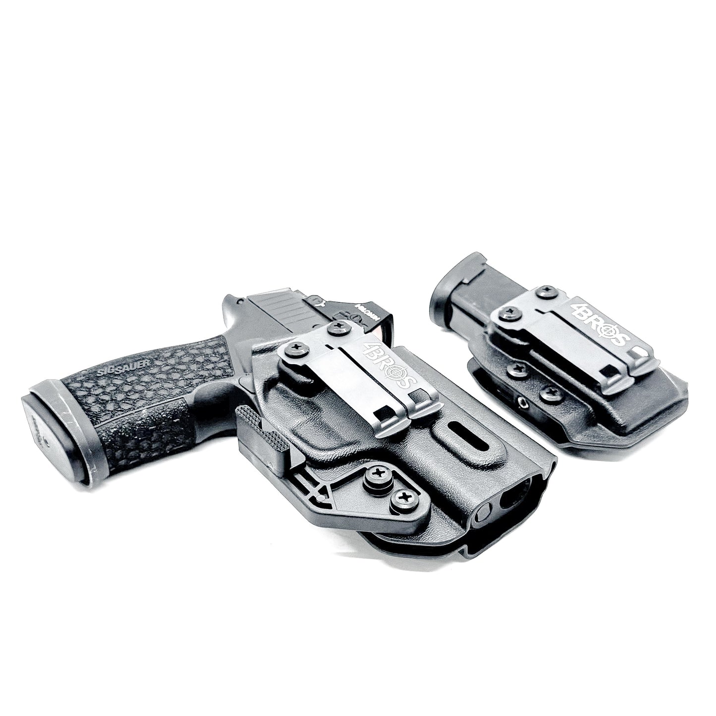 Sig P365-XMACRO IWB right-hand holster and matching magazine carrier in black.