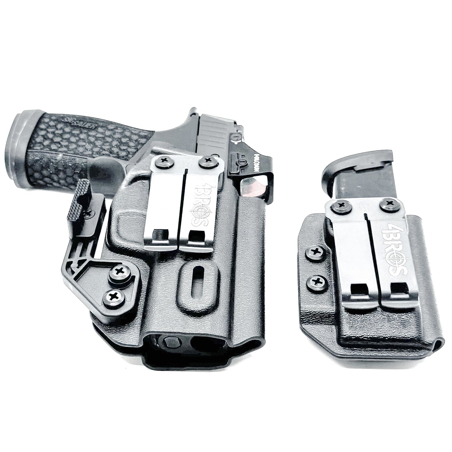 Sig P365-XMACRO IWB right-hand holster and matching magazine carrier in black.