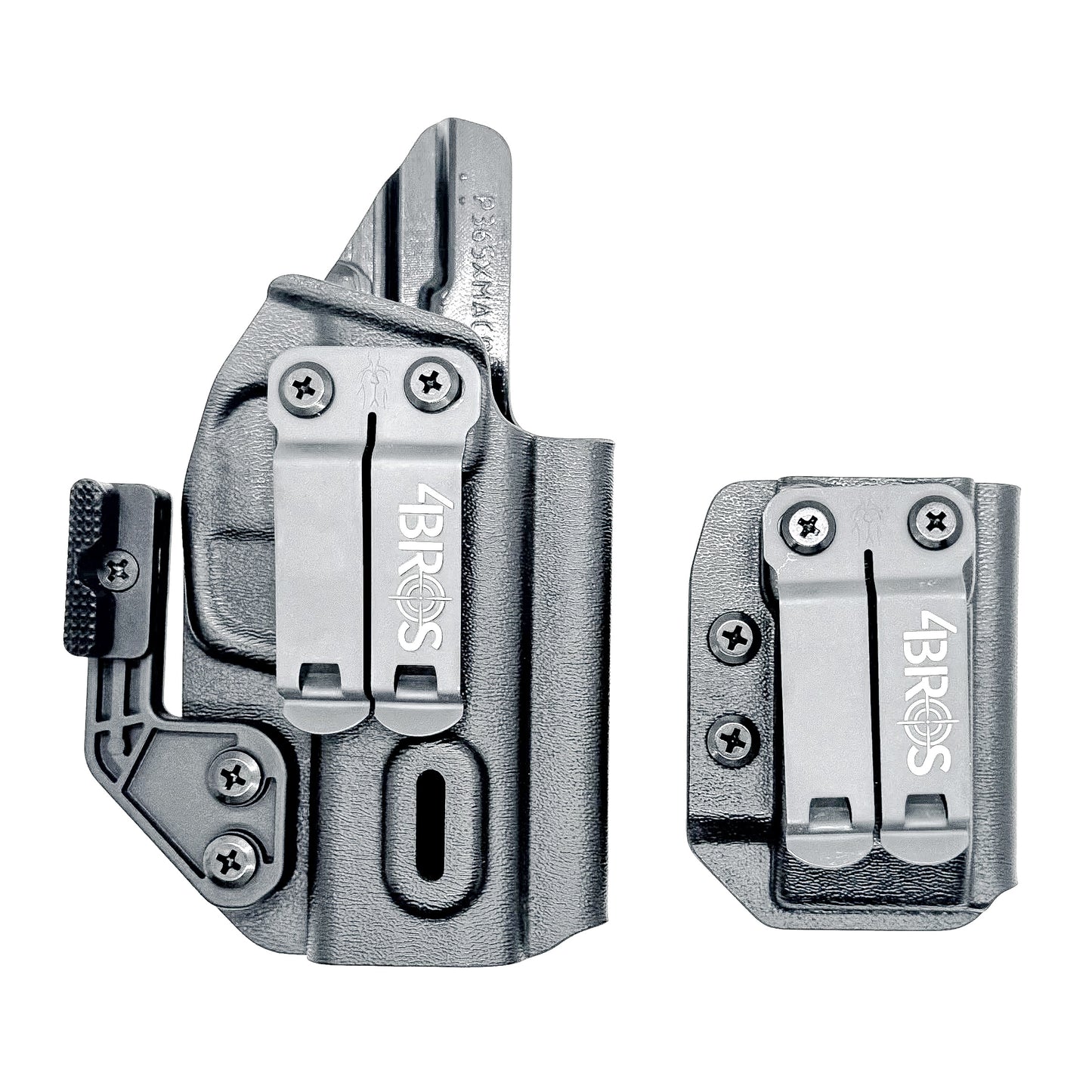 Sig P365-XMACRO IWB right-hand holster and matching magazine carrier in black.