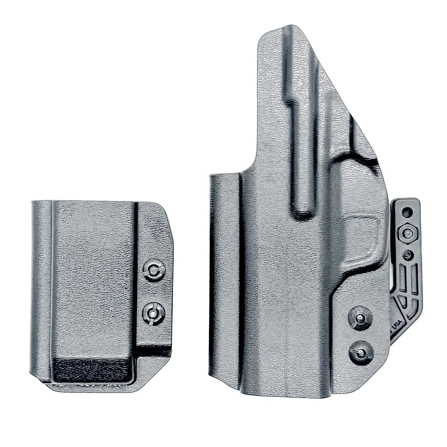Sig P365-XMACRO IWB right-hand holster and matching magazine carrier in black.