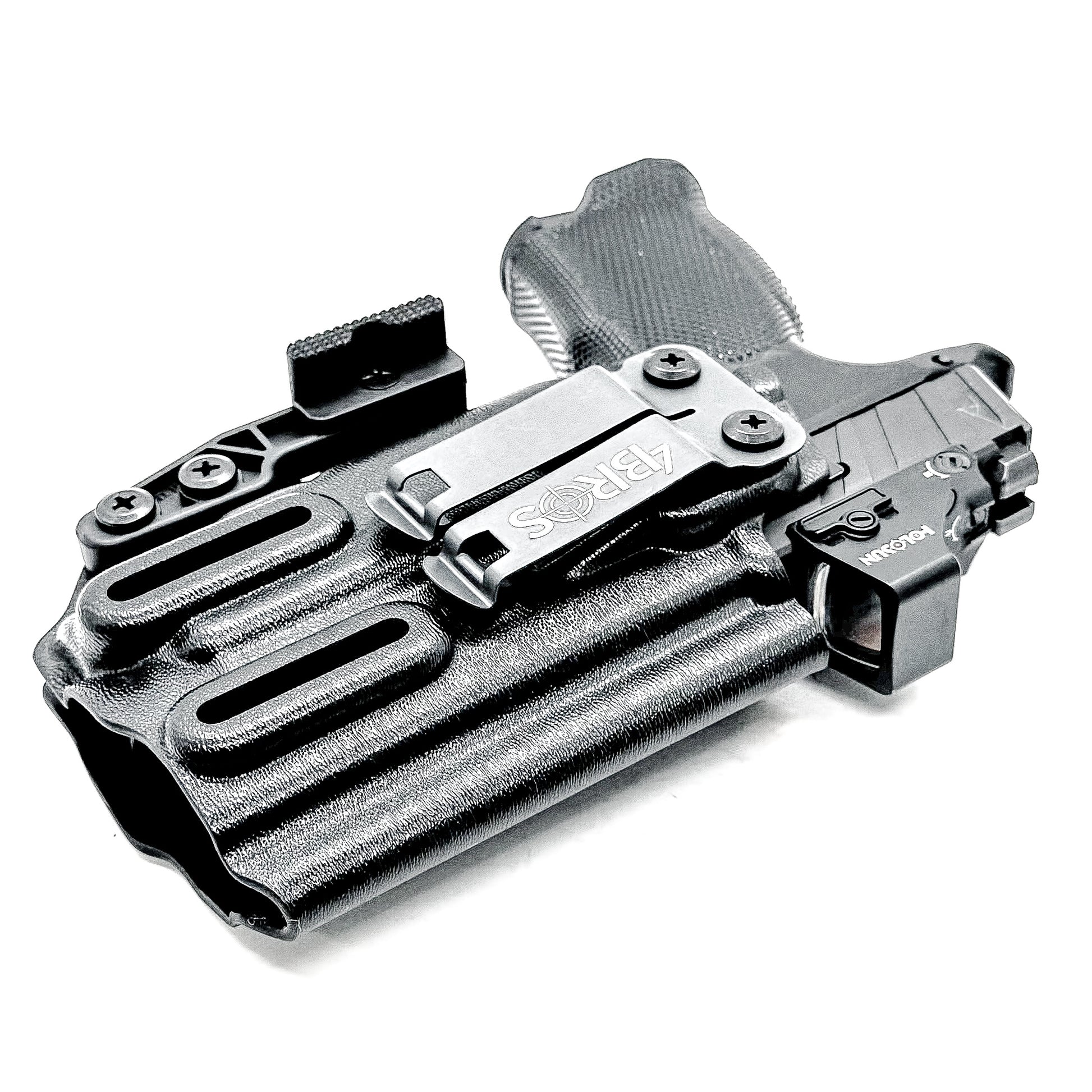 Inside waistband holster for the Sig P365XL with TLR-7 X or A & Icarus Precision A.C.E module with DCC Monoblock and modwing in black.