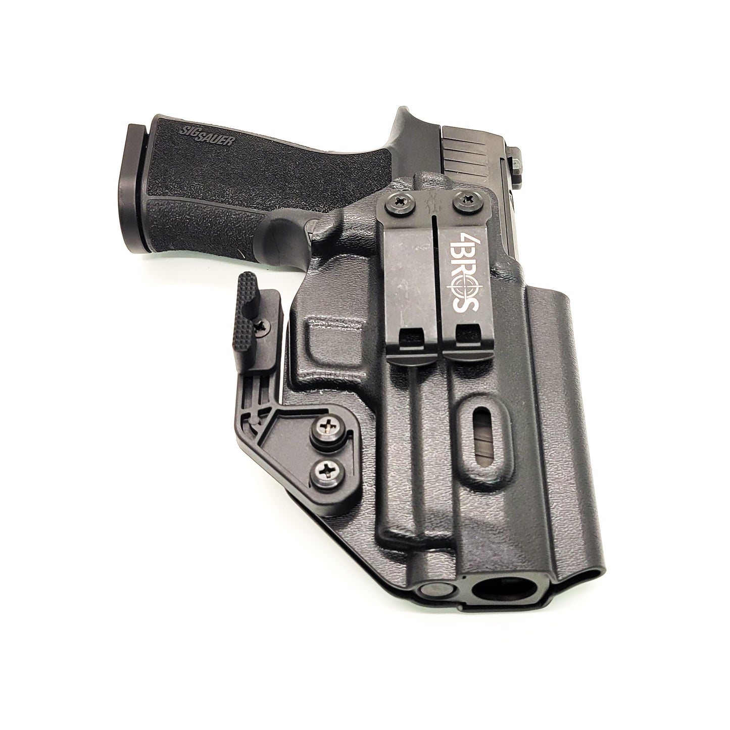 For the best Inside Waistband AIWB IWB Kydex holster for the Sig Sauer P320-XTEN COMP 10MM, shop Four Brothers 4BROS Holsters. Proudly made in the USA.