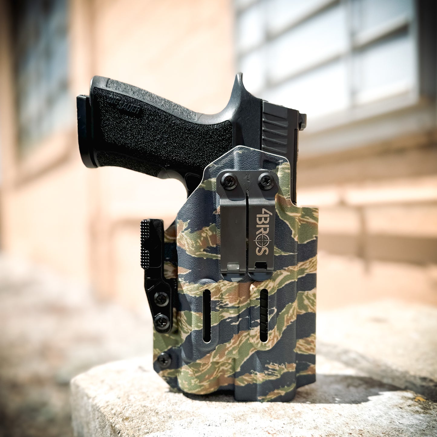 For the best IWB AIWB Inside Waistband Holster for the Sig Sauer P320-XTEN Comp with the Streamlight TLR-1 or TLR-1 HL shop Four Brothers 4BROS Holsters.